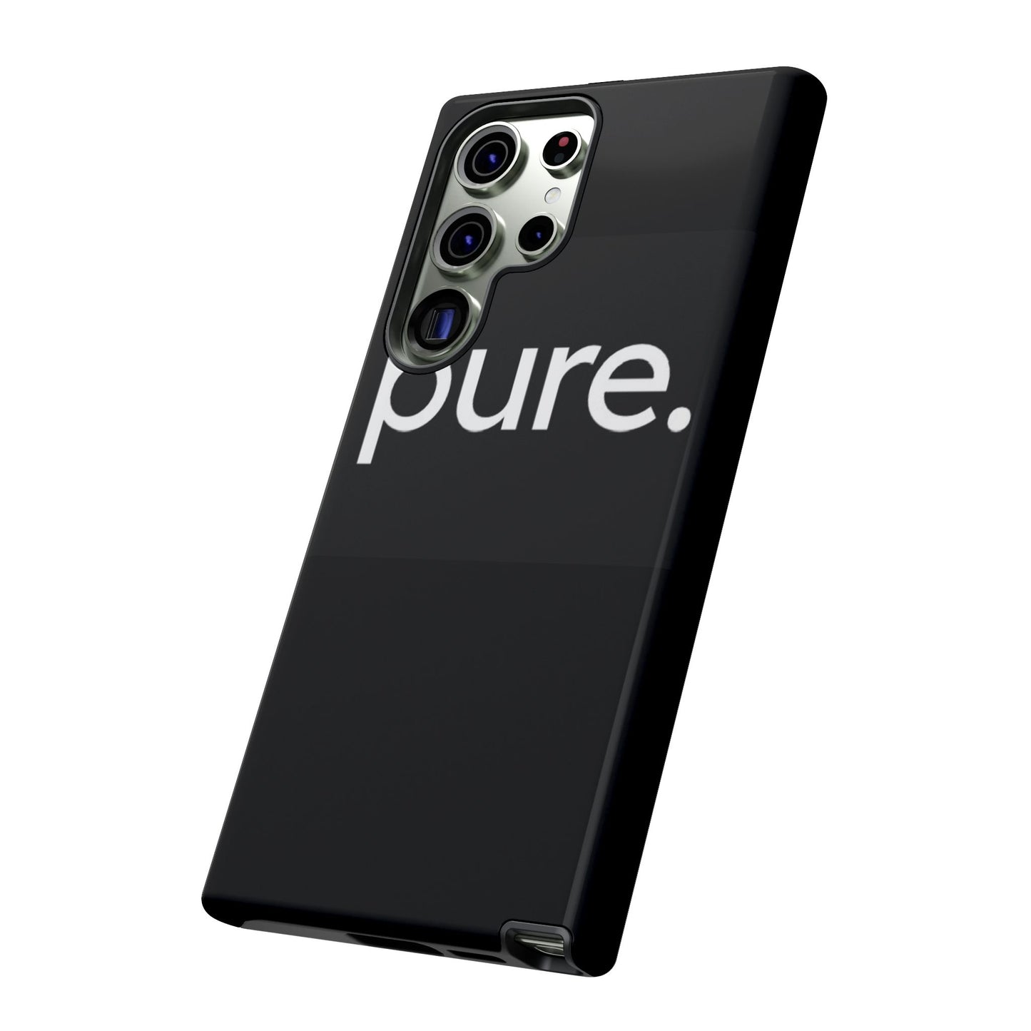 Branded Phone Case - Pure Design, Black Phone Cover, Stylish Merchandise
