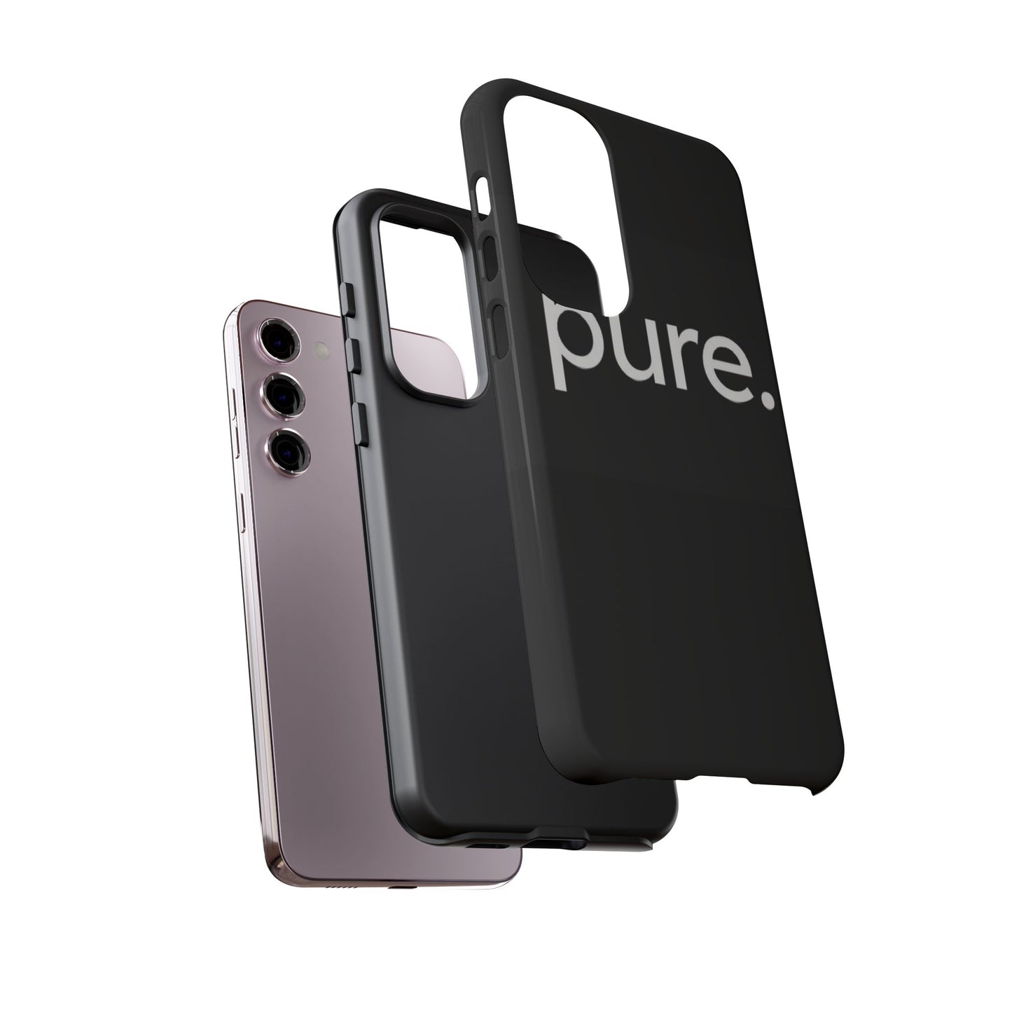 Branded Phone Case - Pure Design, Black Phone Cover, Stylish Merchandise