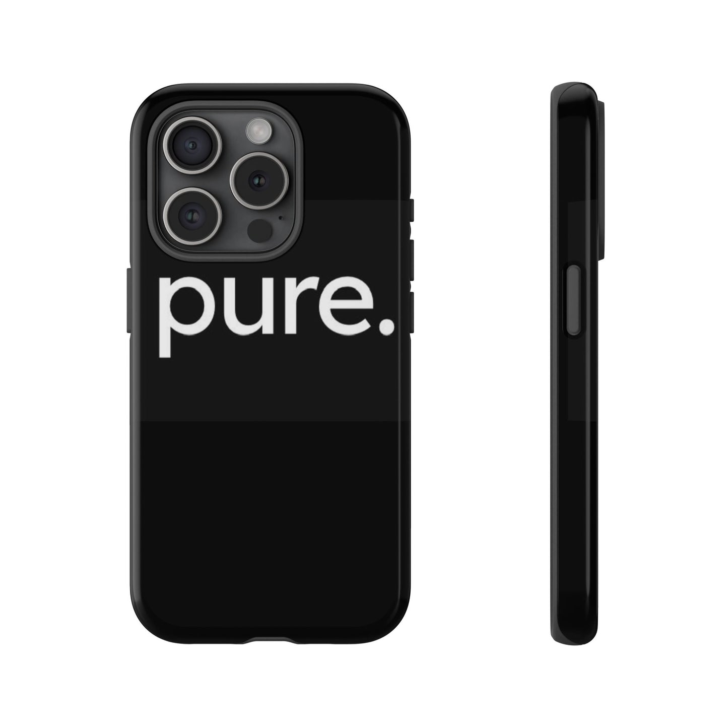 Branded Phone Case - Pure Design, Black Phone Cover, Stylish Merchandise