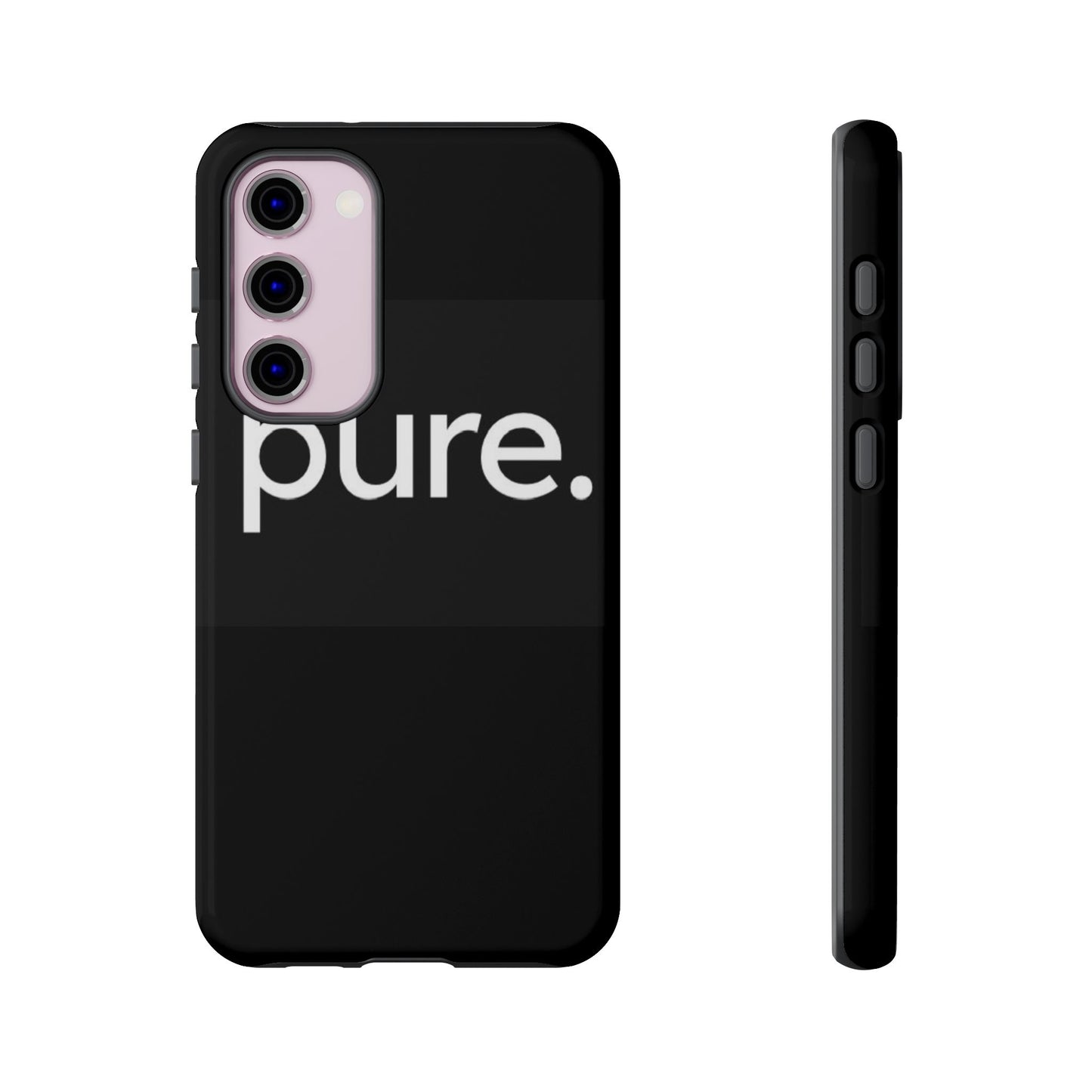 Branded Phone Case - Pure Design, Black Phone Cover, Stylish Merchandise