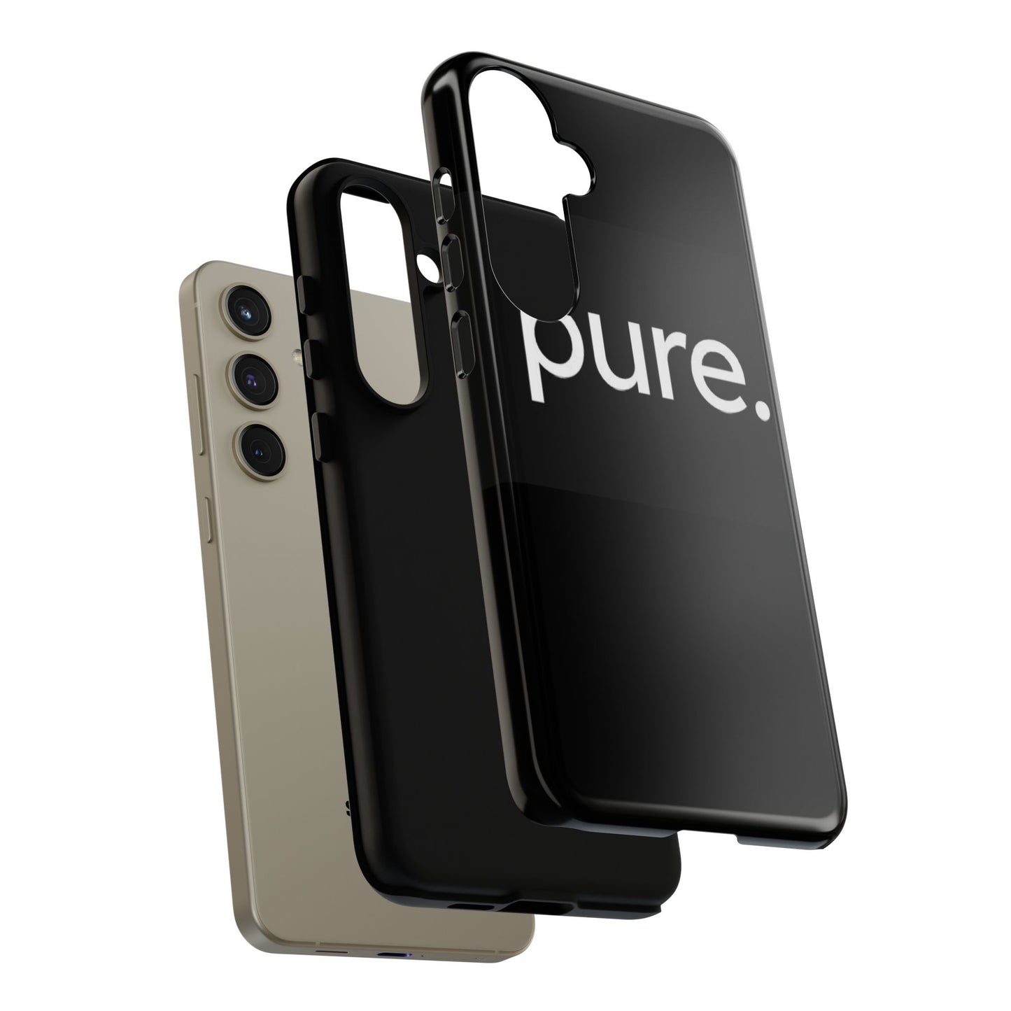 Branded Phone Case - Pure Design, Black Phone Cover, Stylish Merchandise