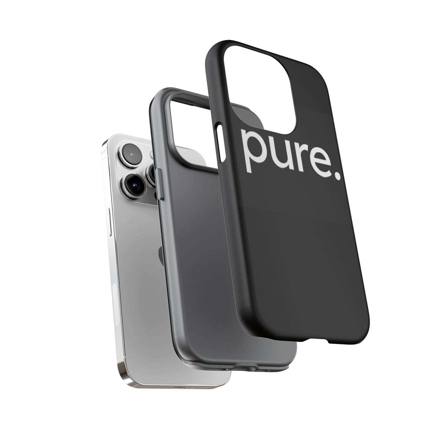 Branded Phone Case - Pure Design, Black Phone Cover, Stylish Merchandise