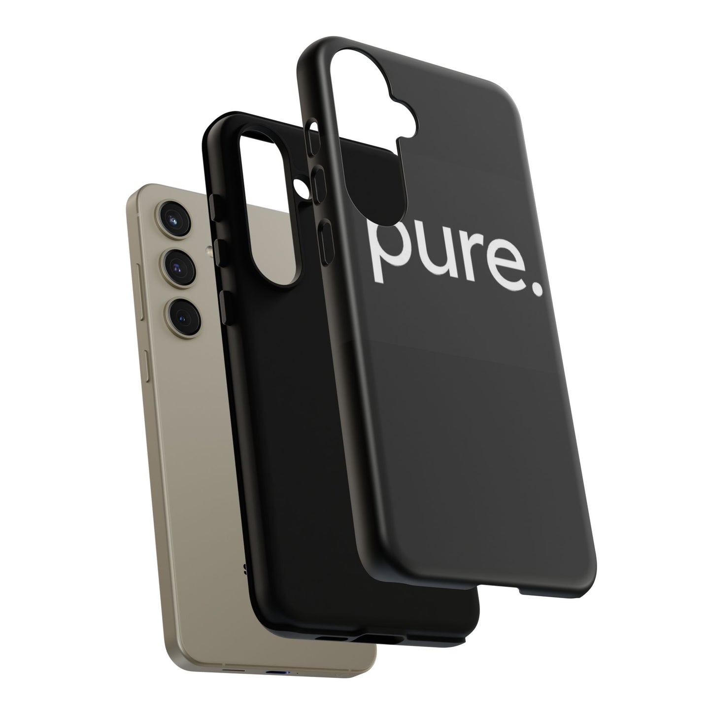 Branded Phone Case - Pure Design, Black Phone Cover, Stylish Merchandise