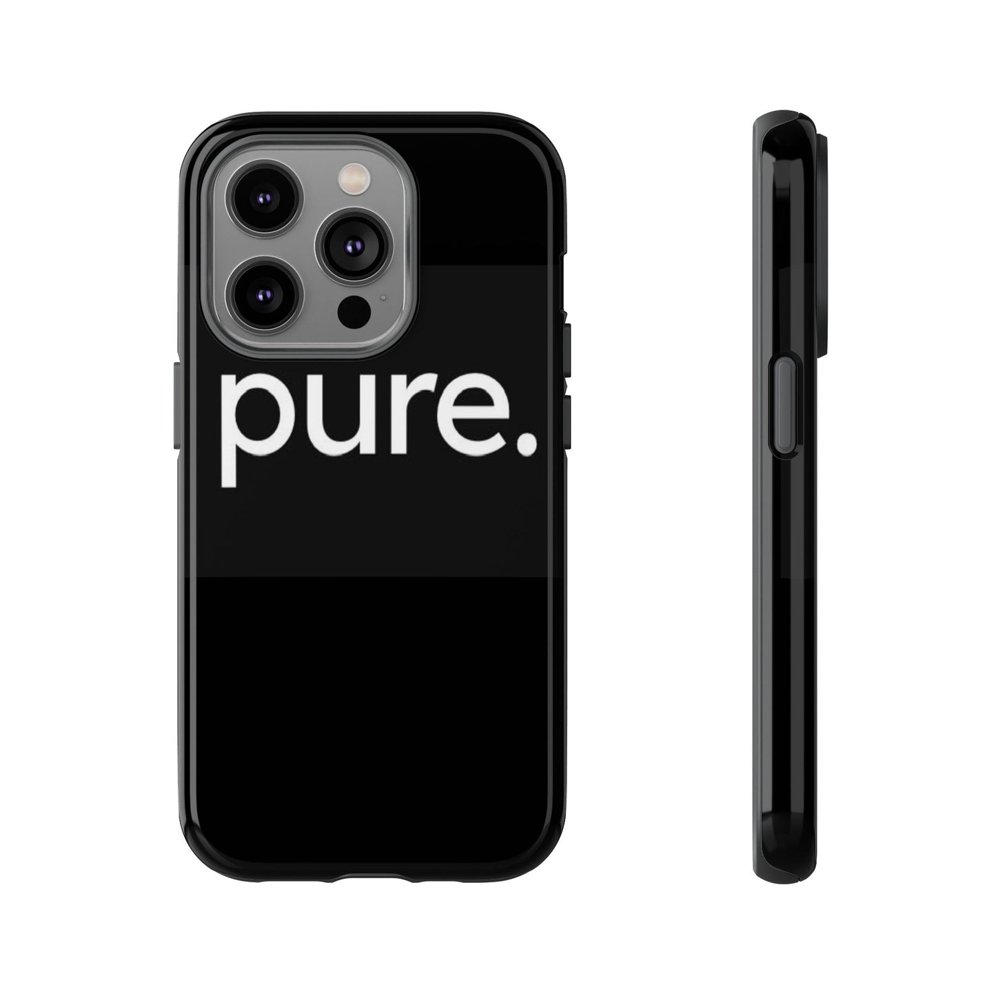 Branded Phone Case - Pure Design, Black Phone Cover, Stylish Merchandise