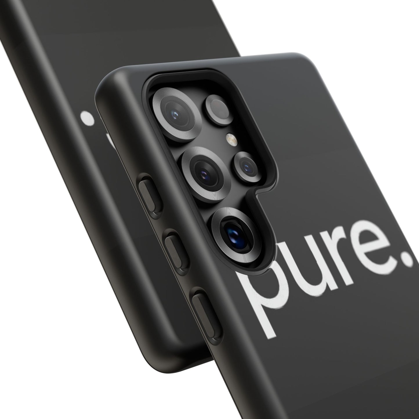 Branded Phone Case - Pure Design, Black Phone Cover, Stylish Merchandise