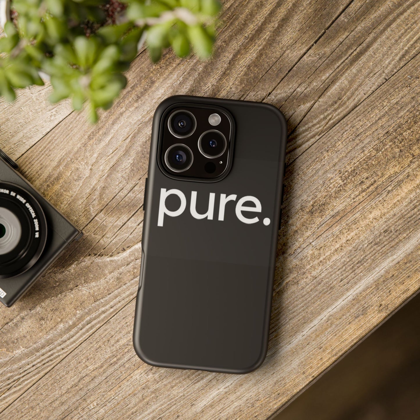 Branded Phone Case - Pure Design, Black Phone Cover, Stylish Merchandise