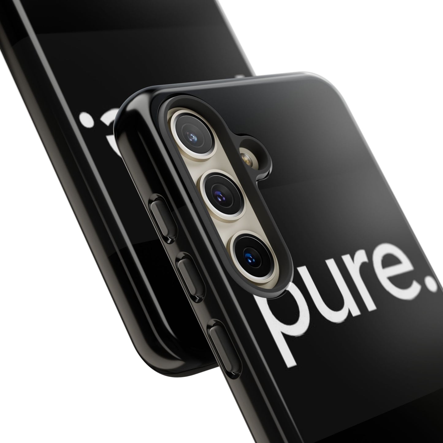 Branded Phone Case - Pure Design, Black Phone Cover, Stylish Merchandise