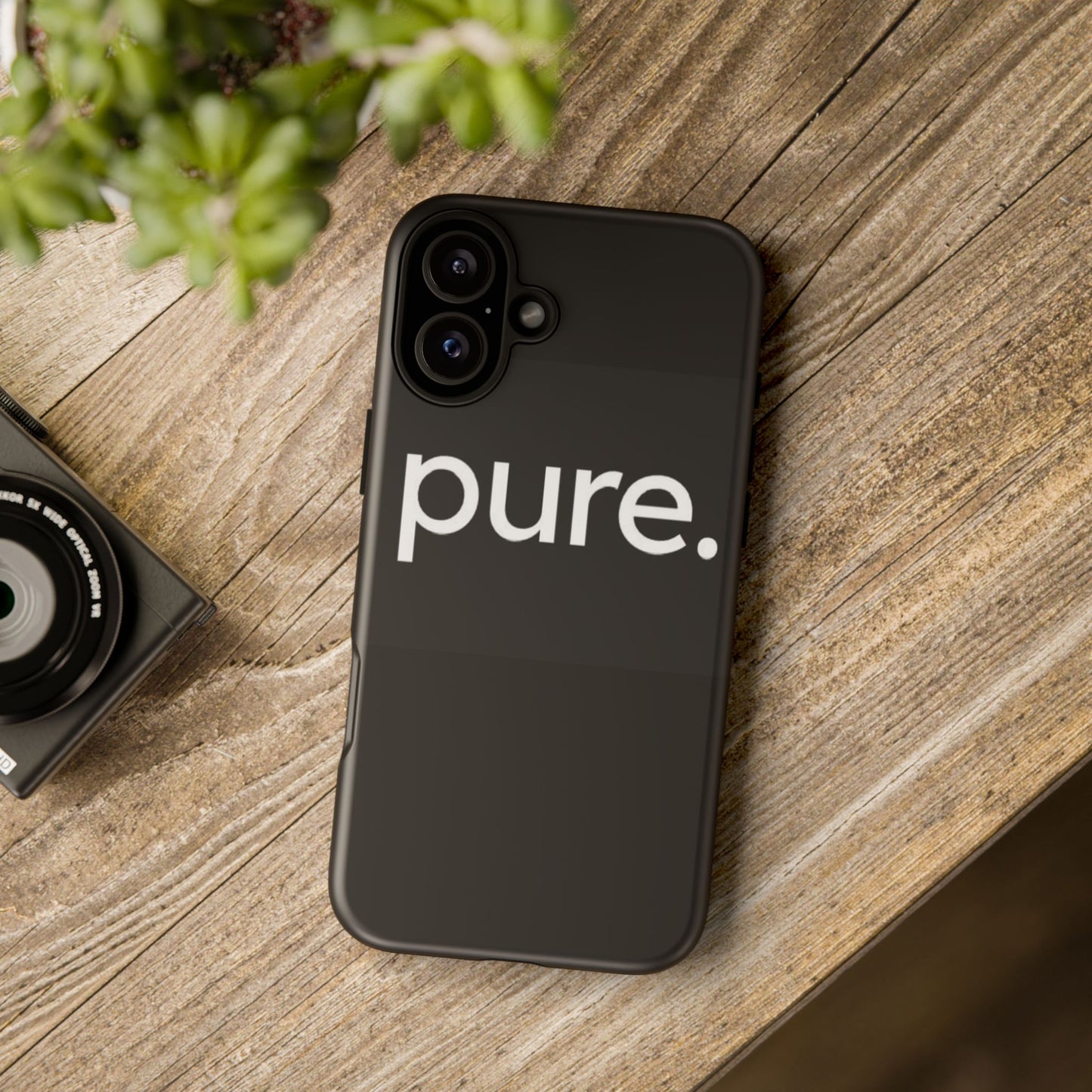 Branded Phone Case - Pure Design, Black Phone Cover, Stylish Merchandise
