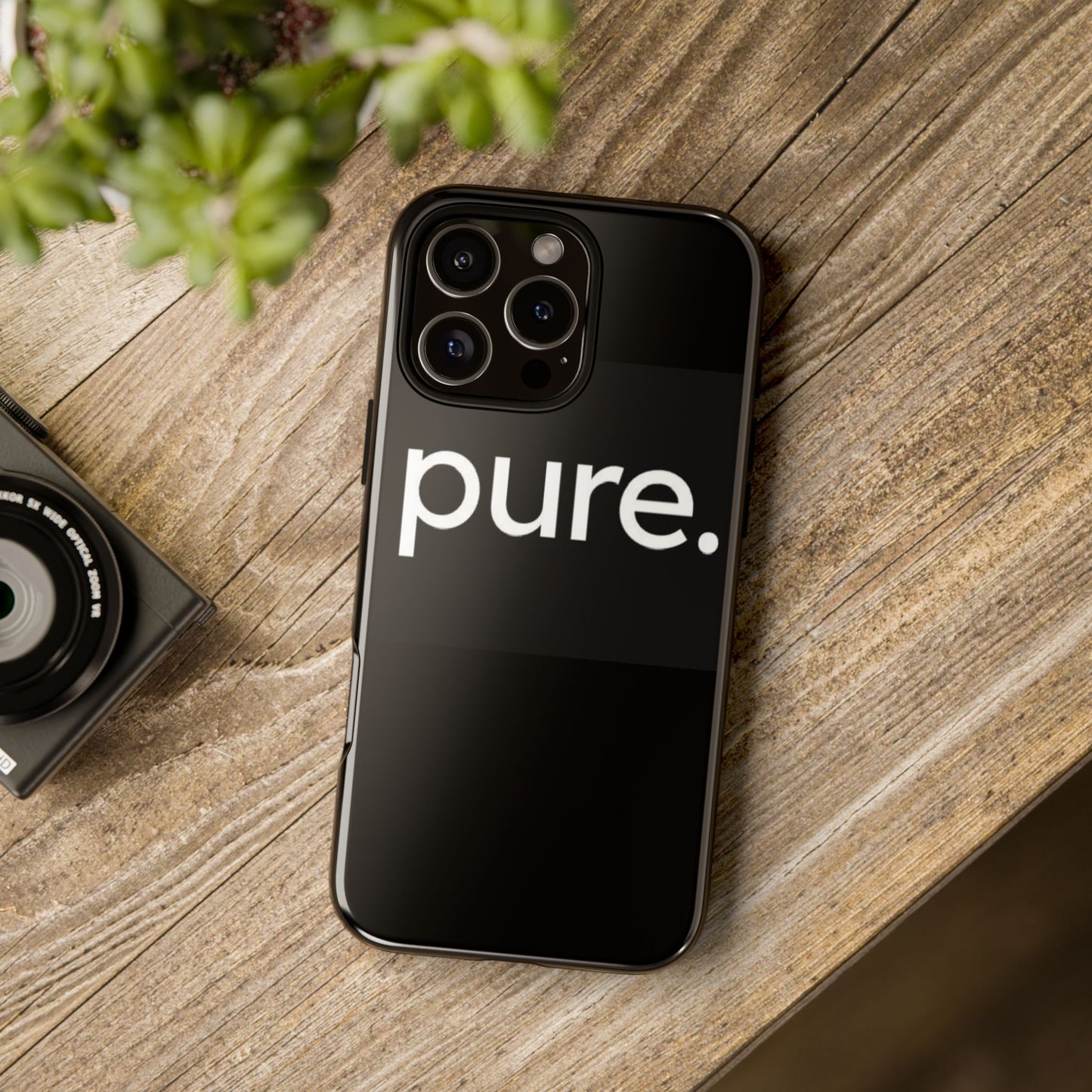 Branded Phone Case - Pure Design, Black Phone Cover, Stylish Merchandise