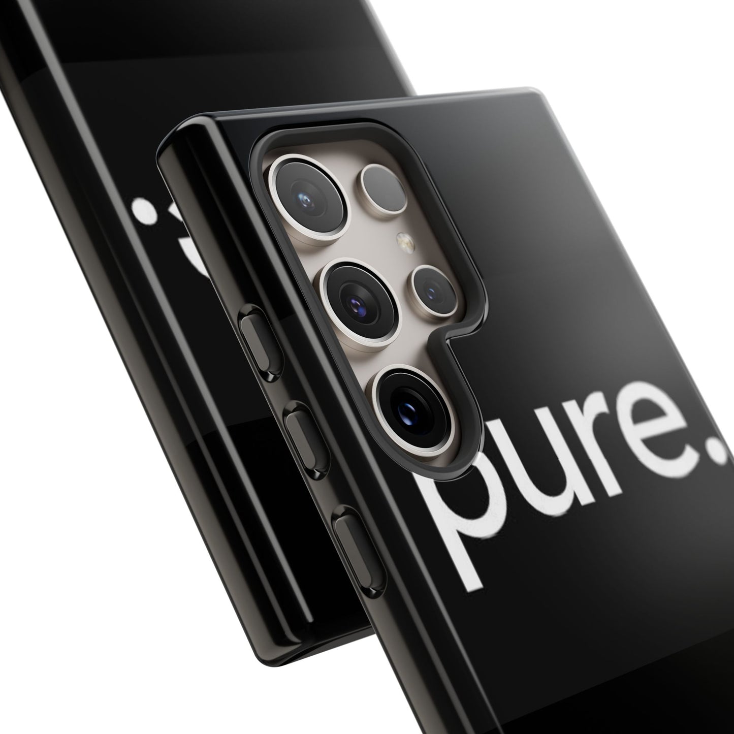 Branded Phone Case - Pure Design, Black Phone Cover, Stylish Merchandise