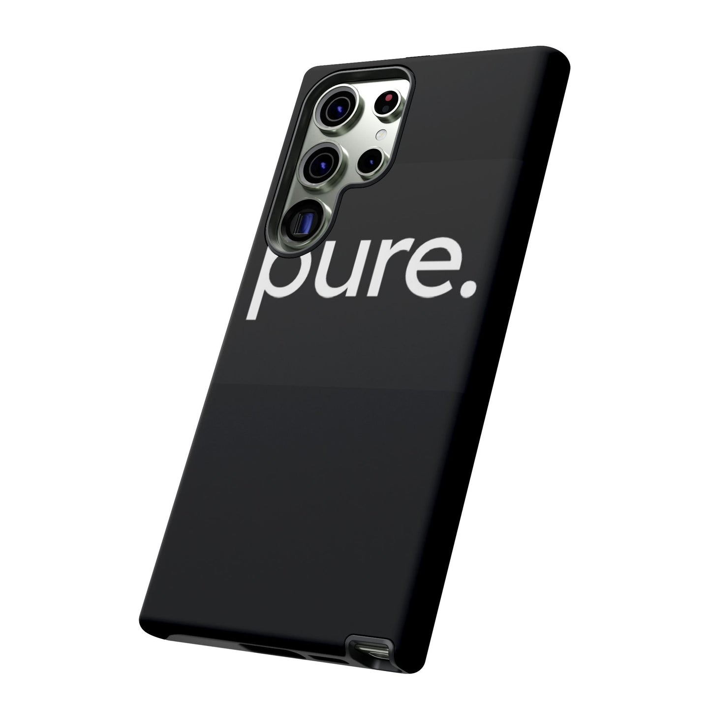 Branded Phone Case - Pure Design, Black Phone Cover, Stylish Merchandise