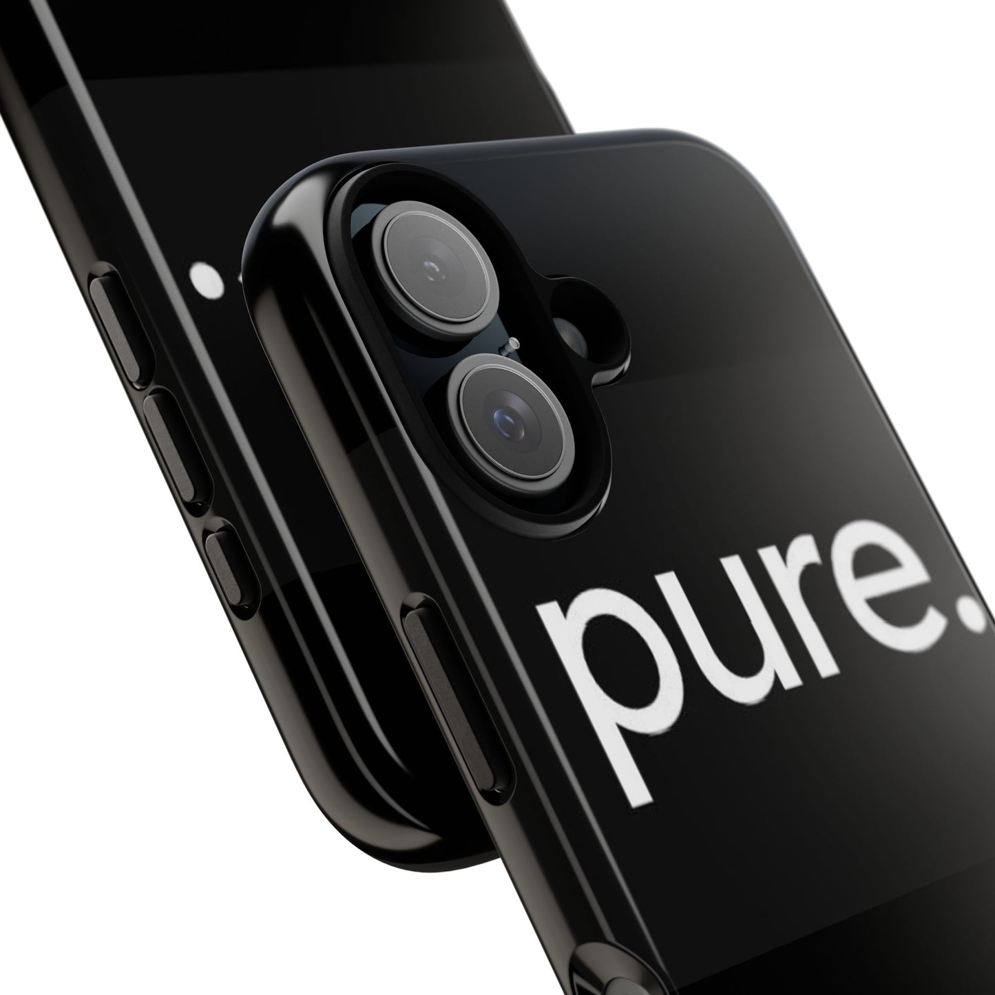 Branded Phone Case - Pure Design, Black Phone Cover, Stylish Merchandise