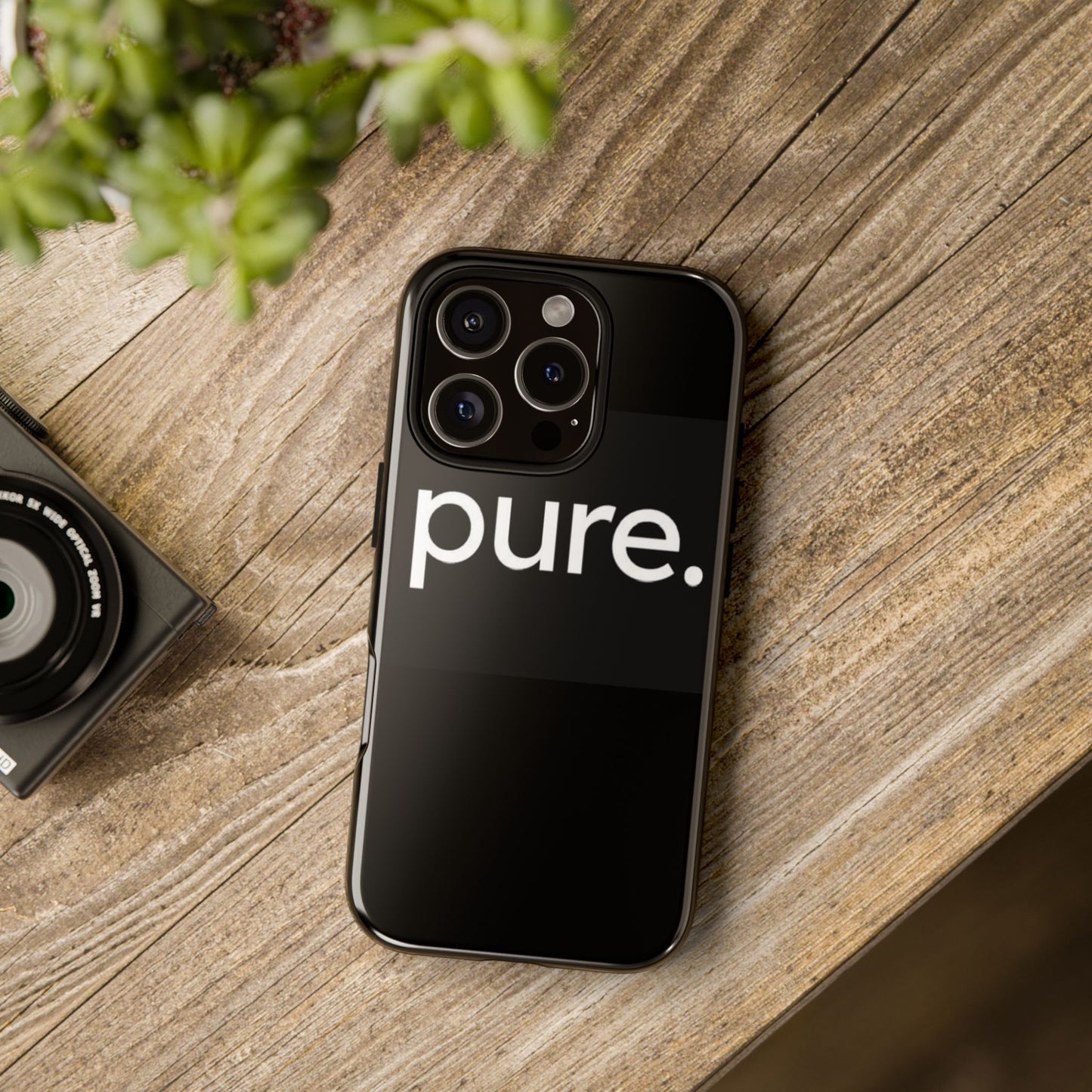 Branded Phone Case - Pure Design, Black Phone Cover, Stylish Merchandise