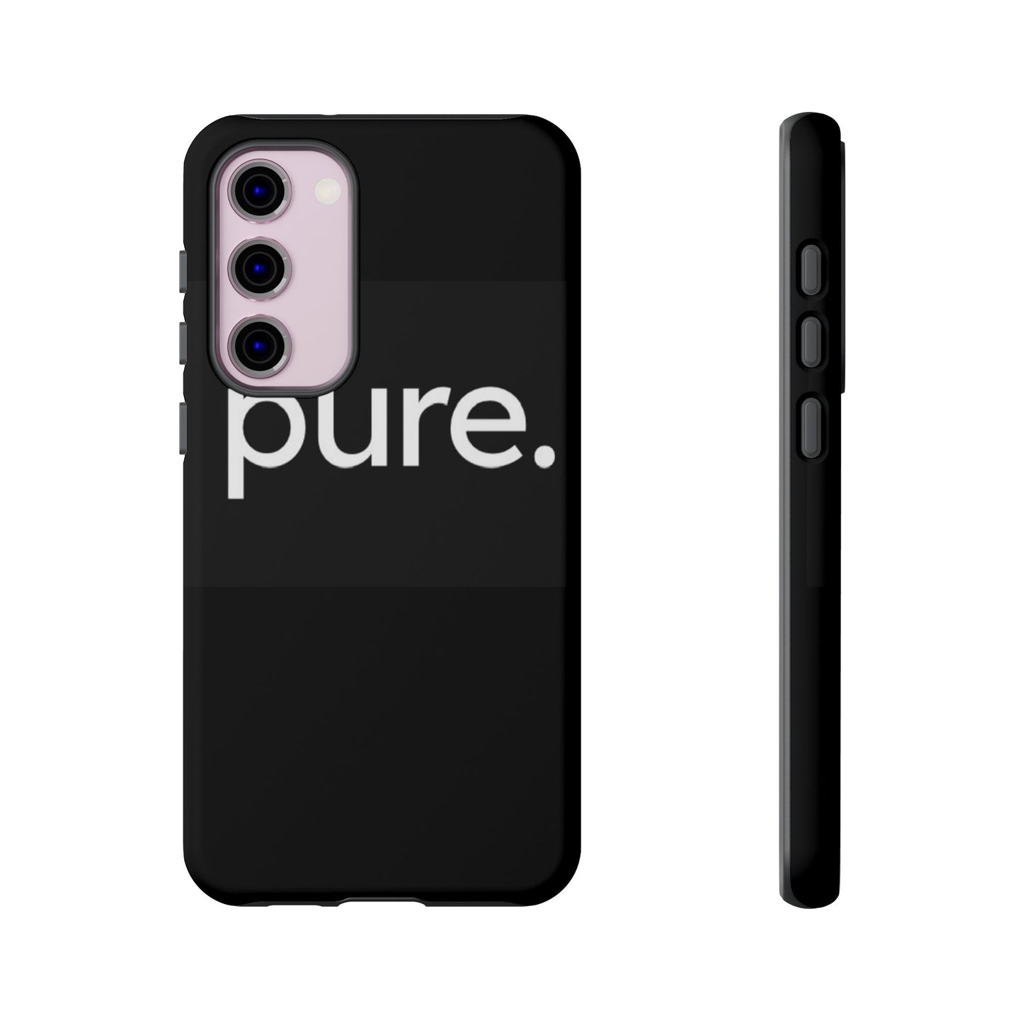 Branded Phone Case - Pure Design, Black Phone Cover, Stylish Merchandise