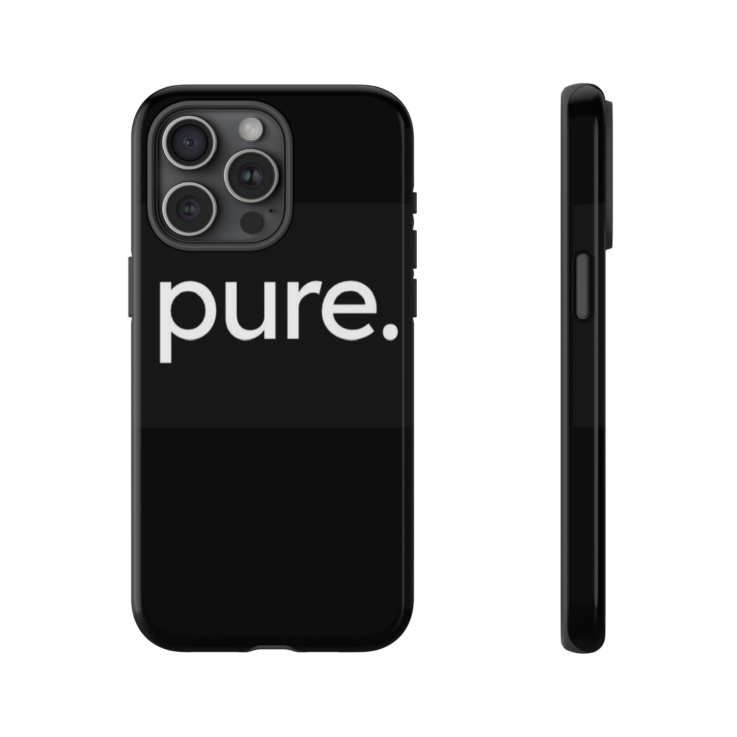 Branded Phone Case - Pure Design, Black Phone Cover, Stylish Merchandise