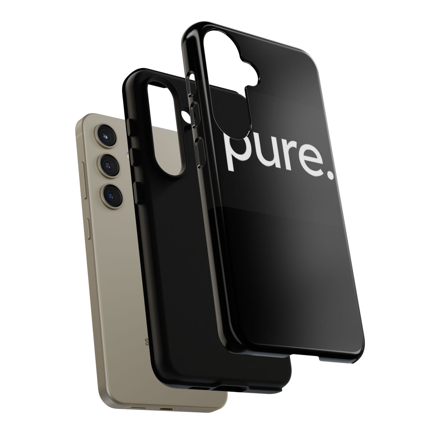 Branded Phone Case - Pure Design, Black Phone Cover, Stylish Merchandise