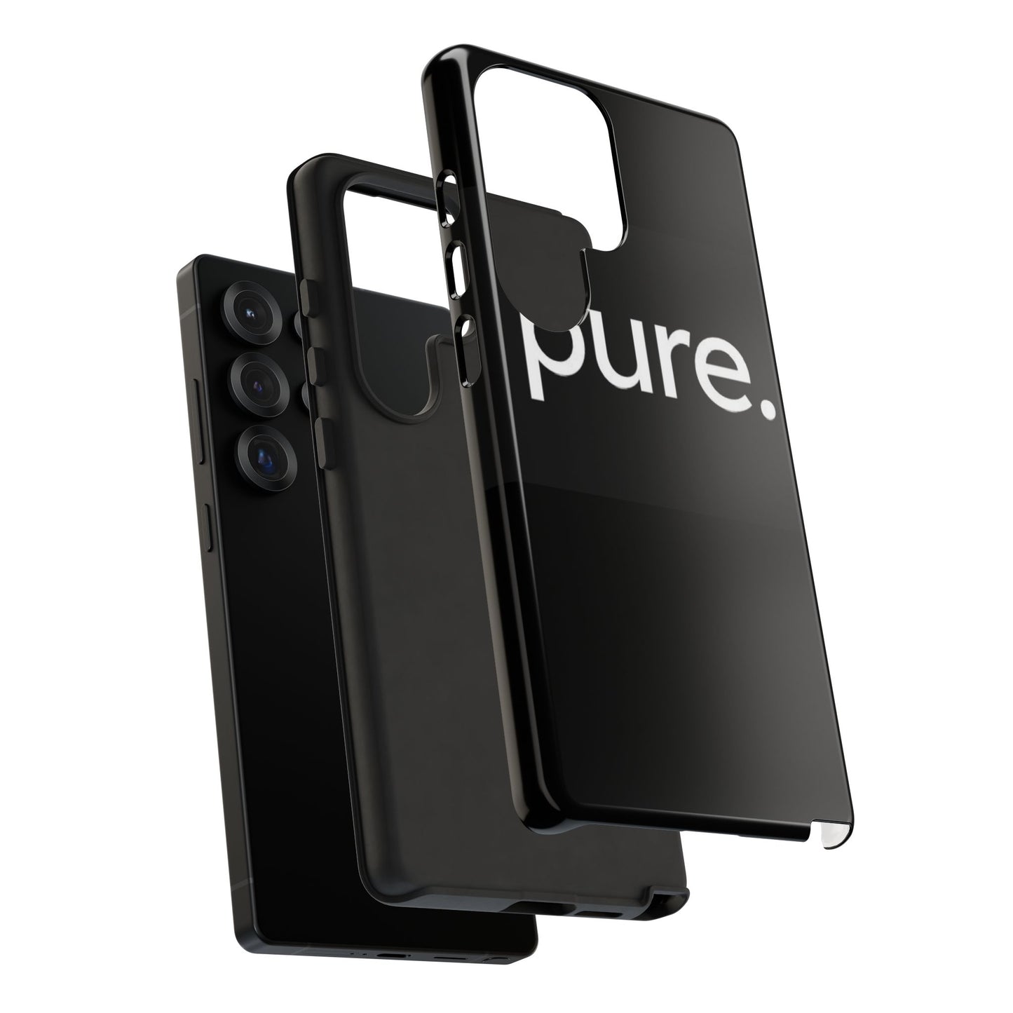 Branded Phone Case - Pure Design, Black Phone Cover, Stylish Merchandise
