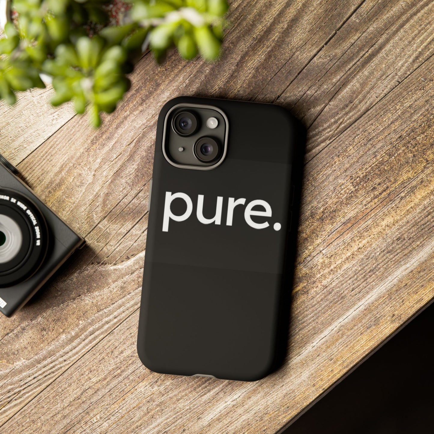 Branded Phone Case - Pure Design, Black Phone Cover, Stylish Merchandise