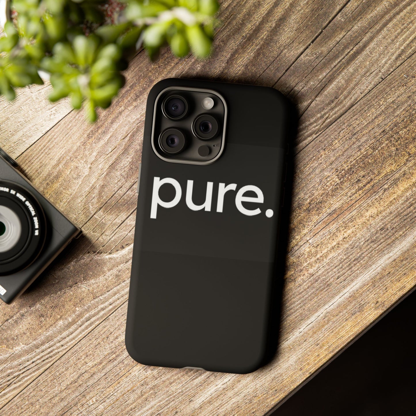 Branded Phone Case - Pure Design, Black Phone Cover, Stylish Merchandise