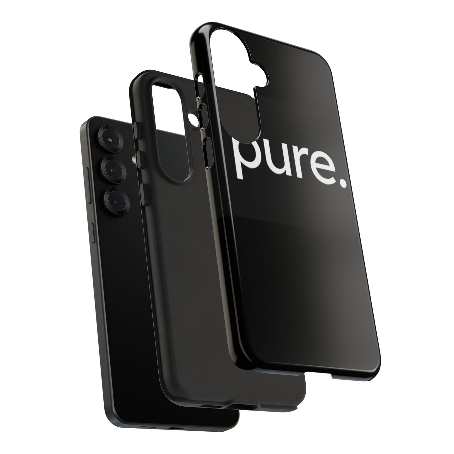 Branded Phone Case - Pure Design, Black Phone Cover, Stylish Merchandise