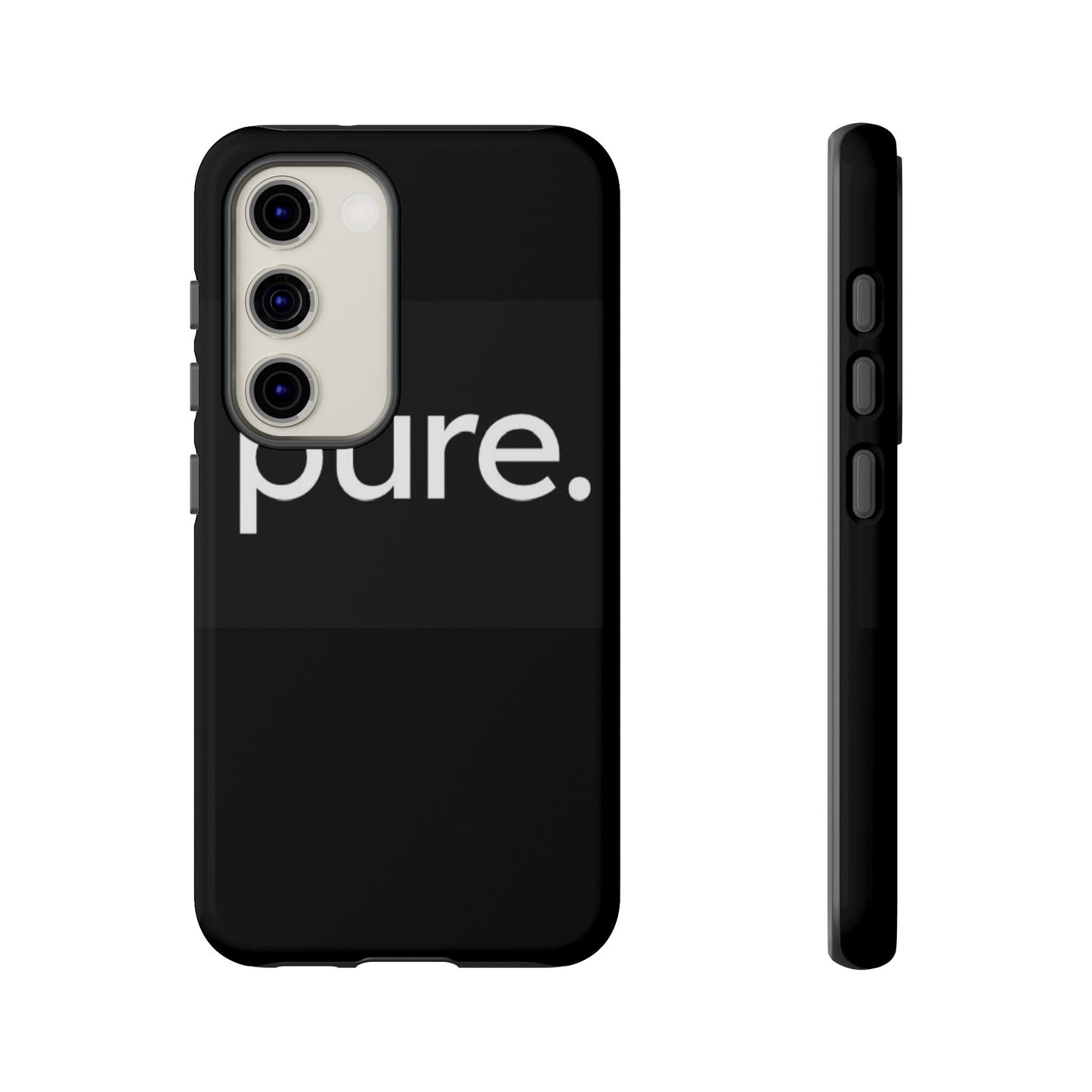 Branded Phone Case - Pure Design, Black Phone Cover, Stylish Merchandise