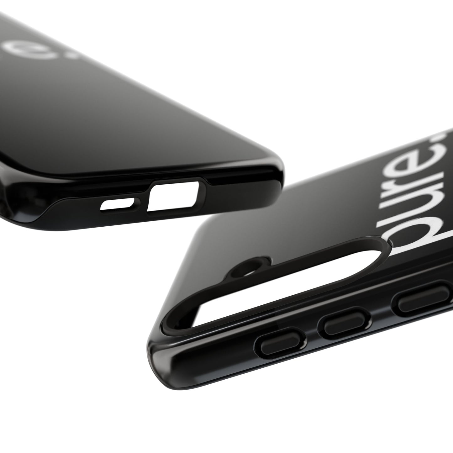 Branded Phone Case - Pure Design, Black Phone Cover, Stylish Merchandise