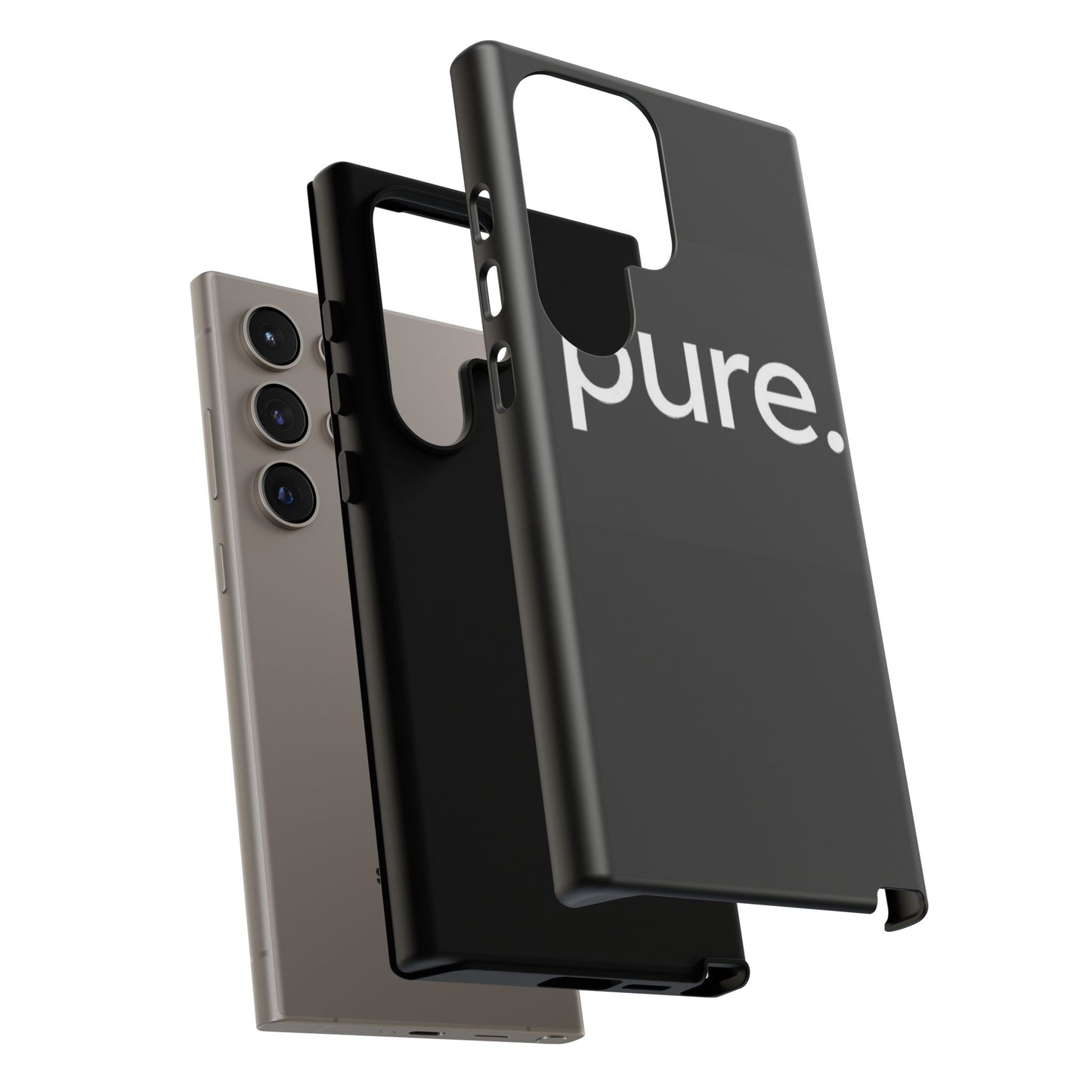 Branded Phone Case - Pure Design, Black Phone Cover, Stylish Merchandise