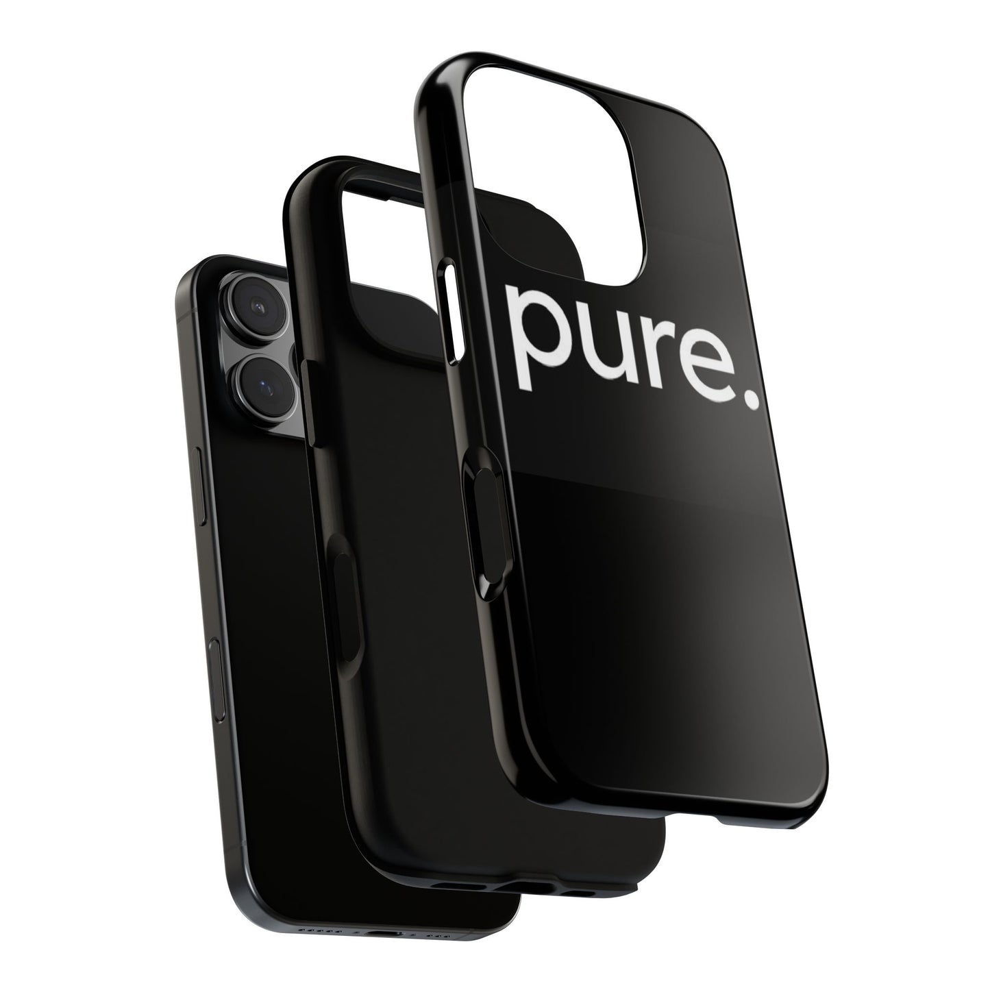Branded Phone Case - Pure Design, Black Phone Cover, Stylish Merchandise