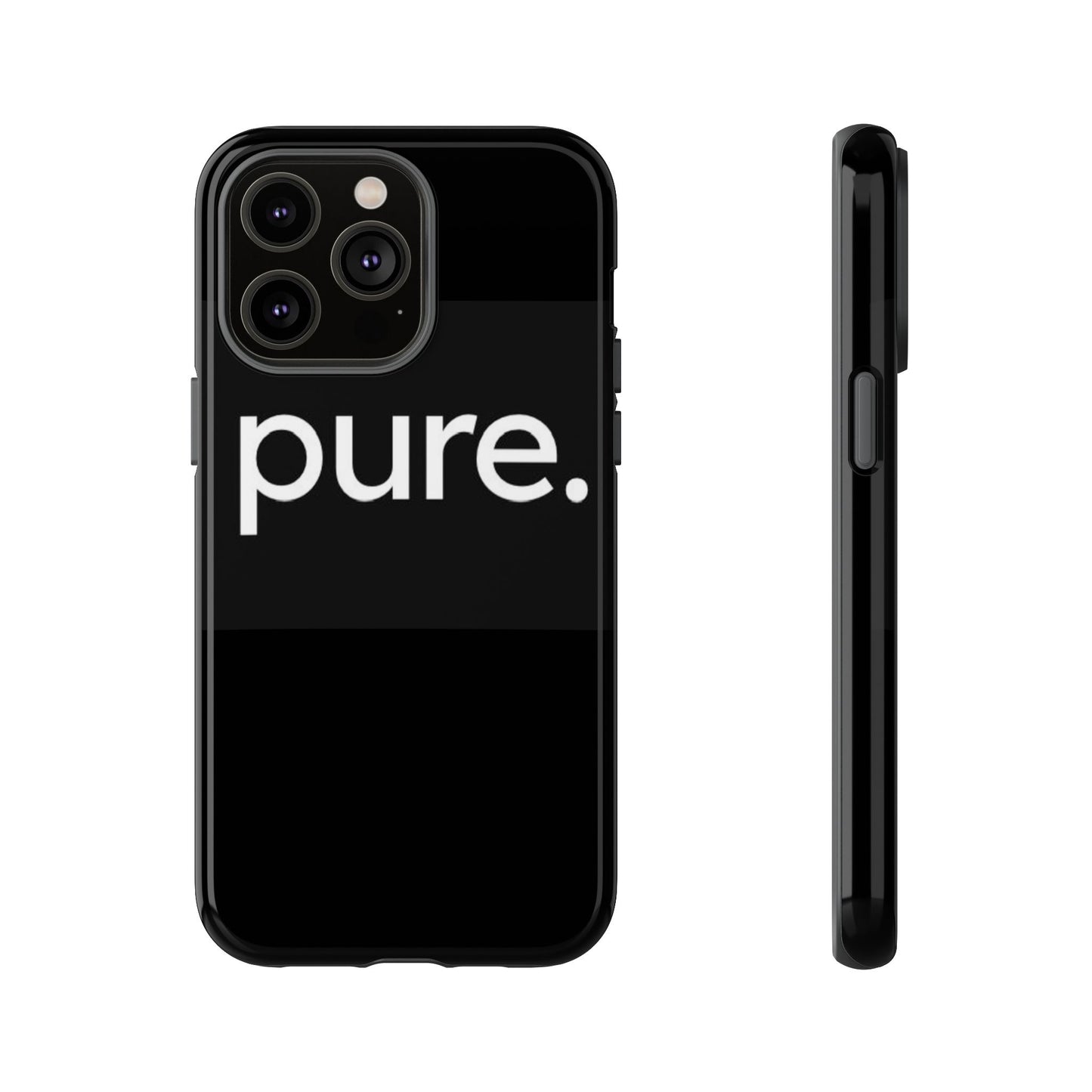Branded Phone Case - Pure Design, Black Phone Cover, Stylish Merchandise