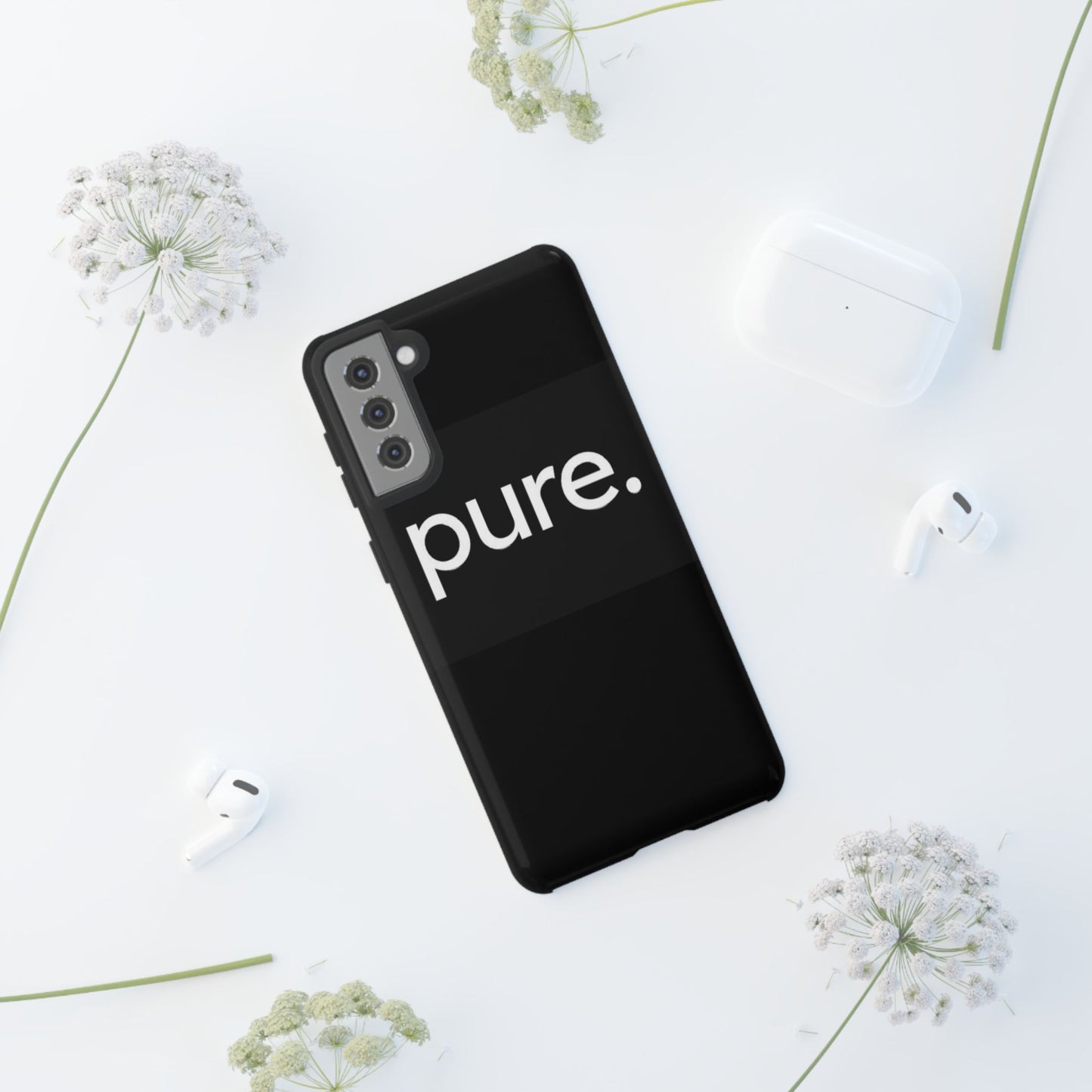 Branded Phone Case - Pure Design, Black Phone Cover, Stylish Merchandise