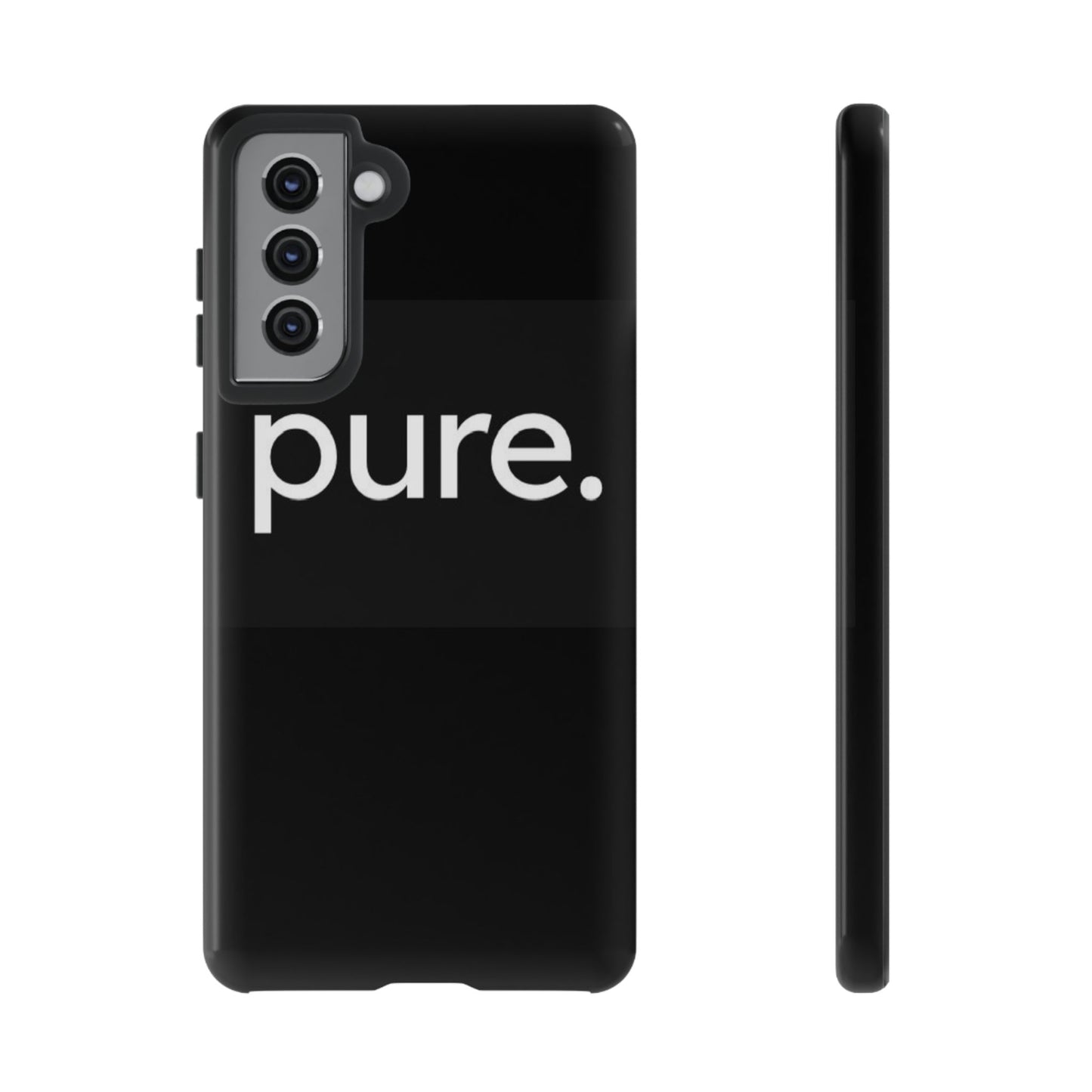 Branded Phone Case - Pure Design, Black Phone Cover, Stylish Merchandise