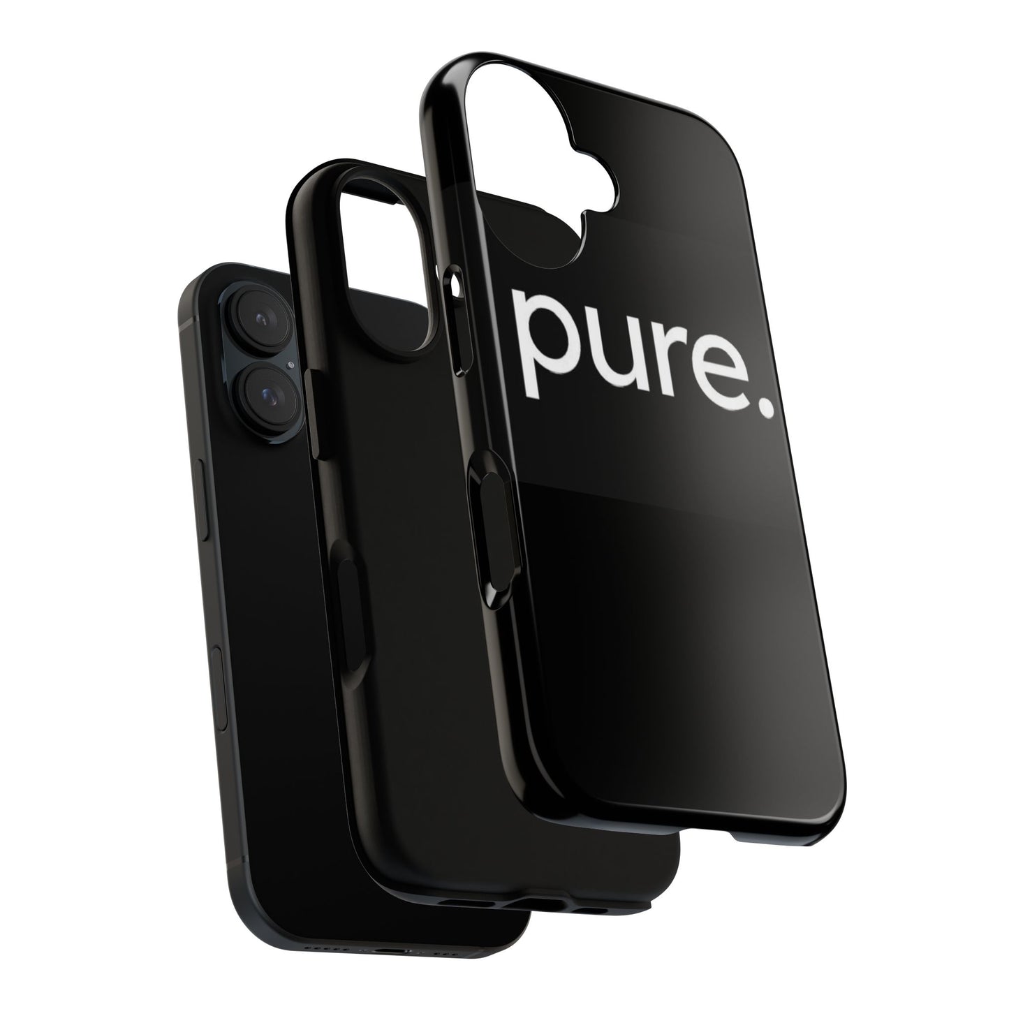 Branded Phone Case - Pure Design, Black Phone Cover, Stylish Merchandise