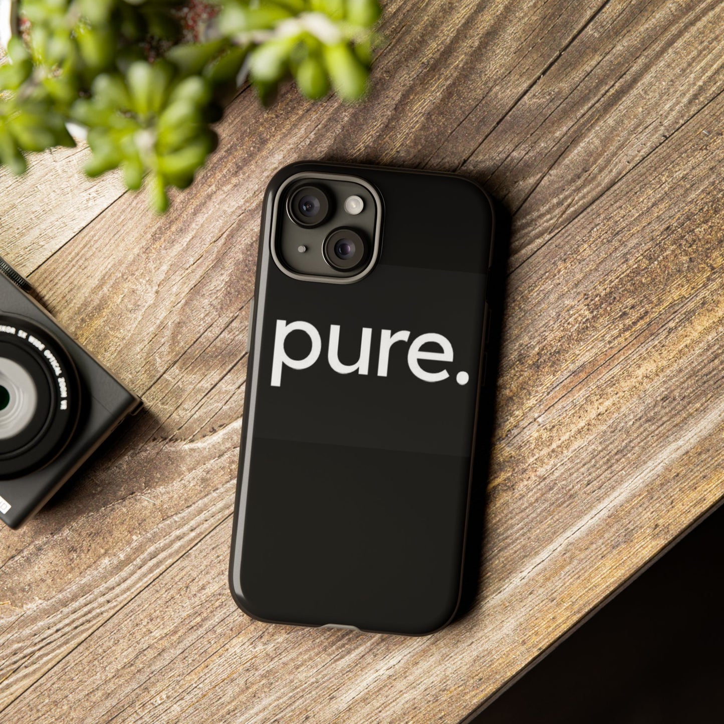 Branded Phone Case - Pure Design, Black Phone Cover, Stylish Merchandise