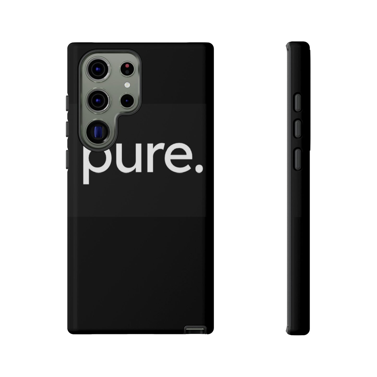 Branded Phone Case - Pure Design, Black Phone Cover, Stylish Merchandise