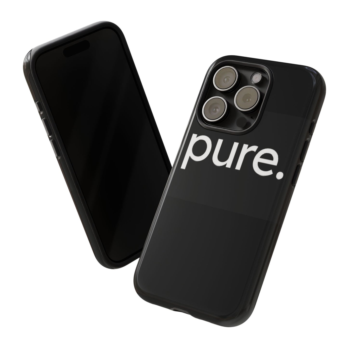 Branded Phone Case - Pure Design, Black Phone Cover, Stylish Merchandise