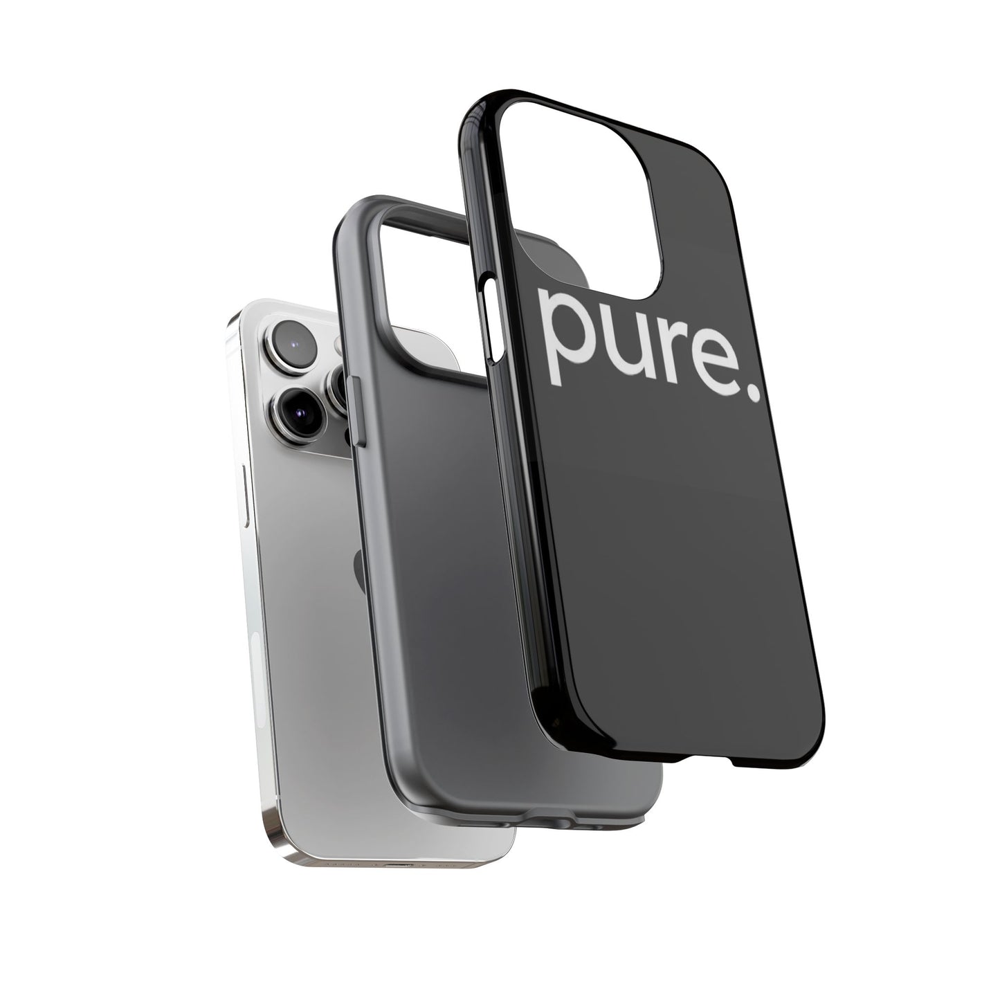 Branded Phone Case - Pure Design, Black Phone Cover, Stylish Merchandise