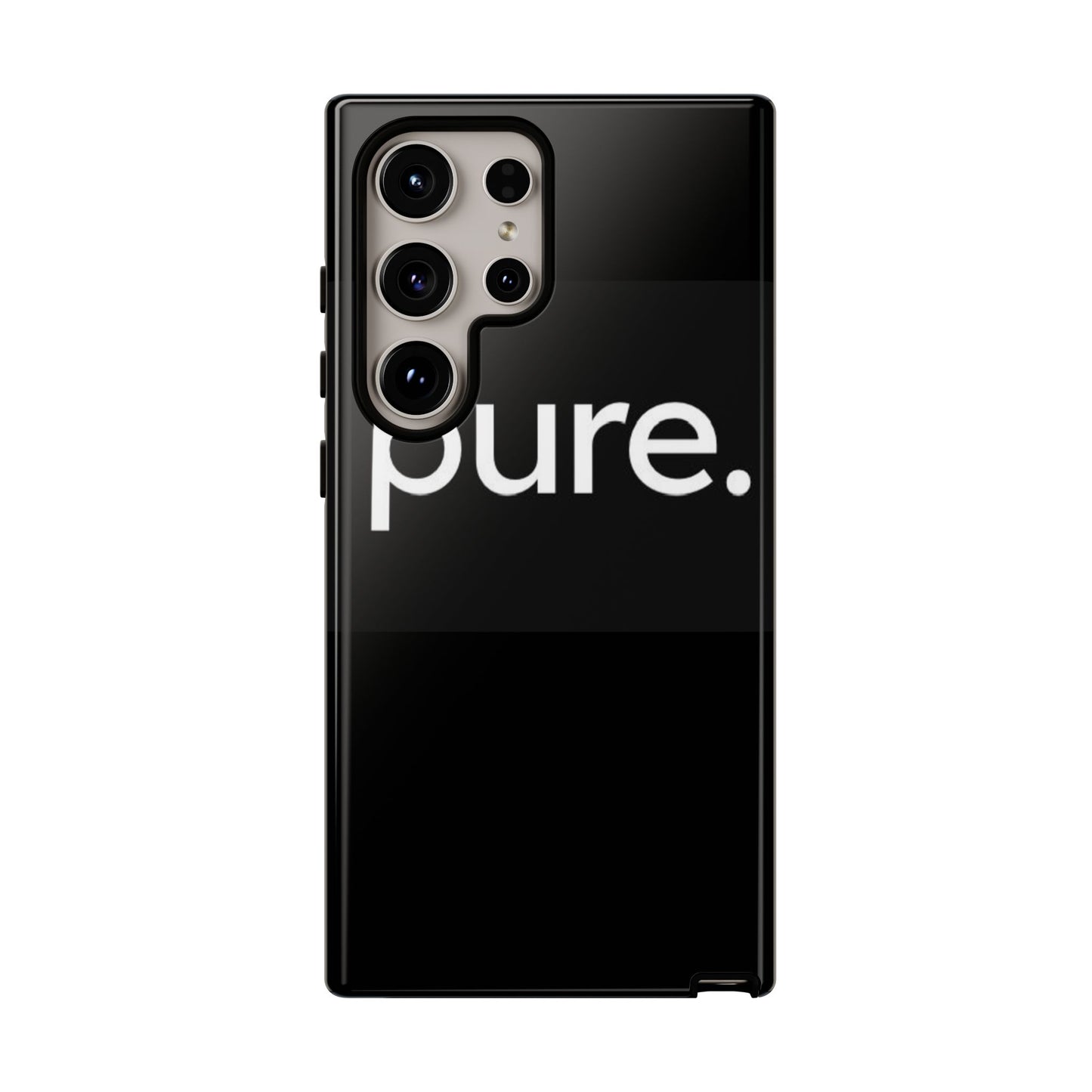 Branded Phone Case - Pure Design, Black Phone Cover, Stylish Merchandise