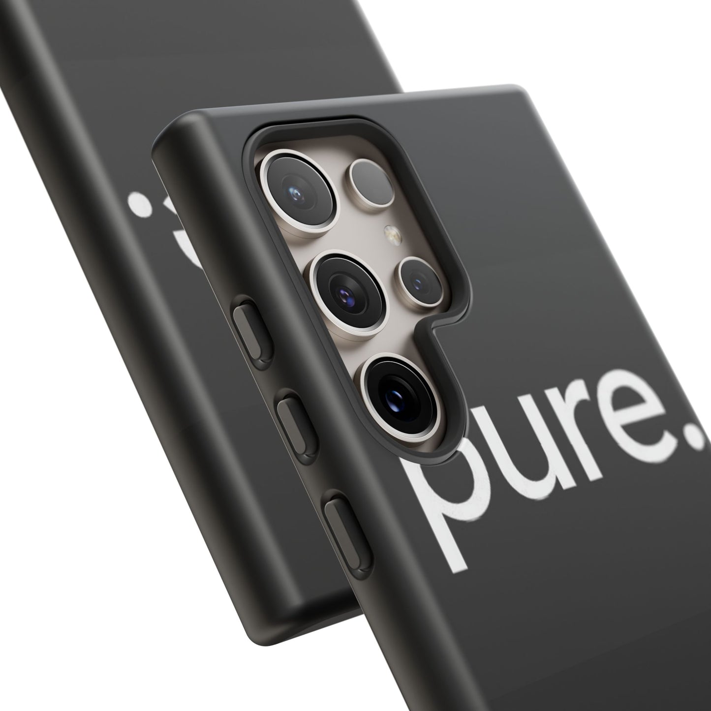 Branded Phone Case - Pure Design, Black Phone Cover, Stylish Merchandise