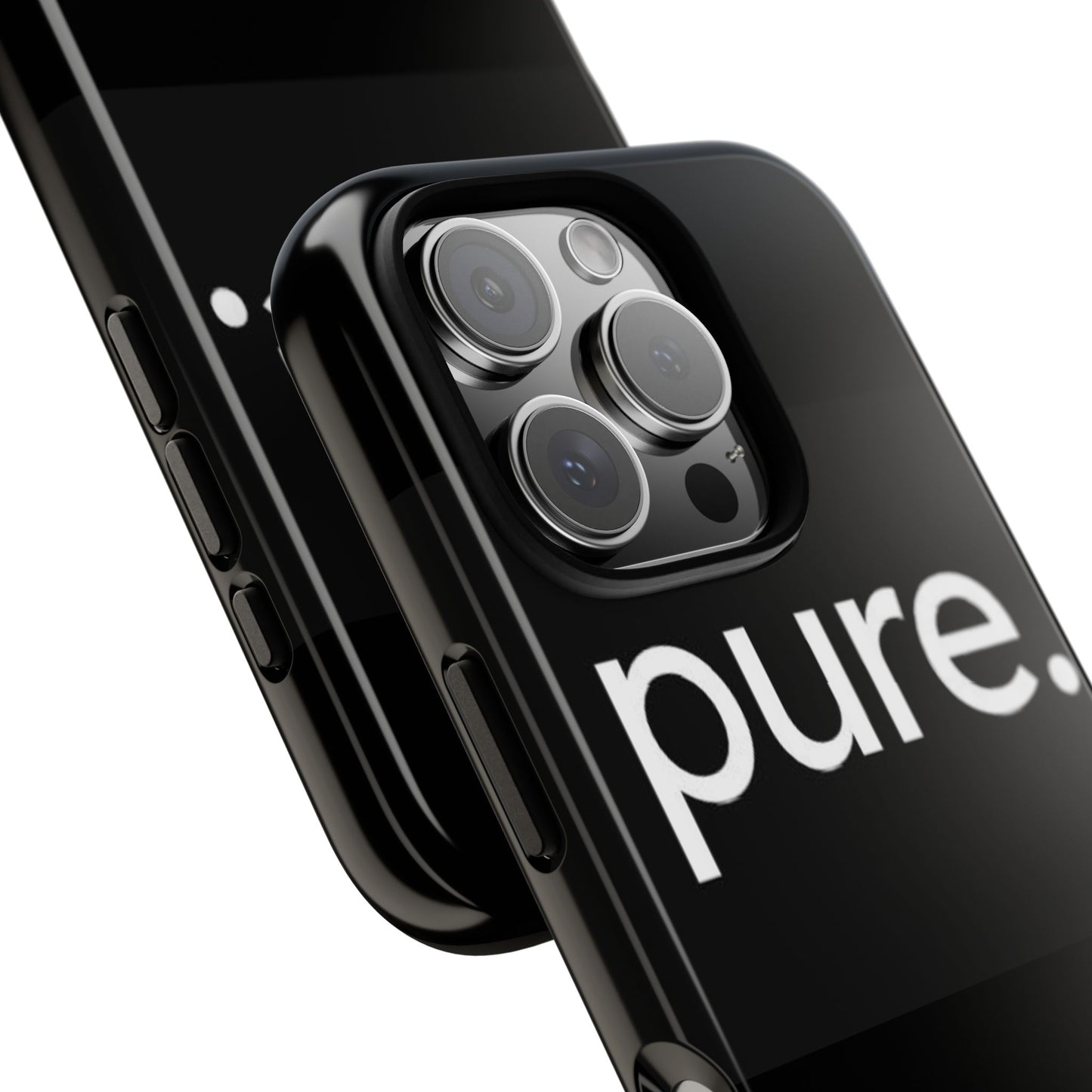 Branded Phone Case - Pure Design, Black Phone Cover, Stylish Merchandise