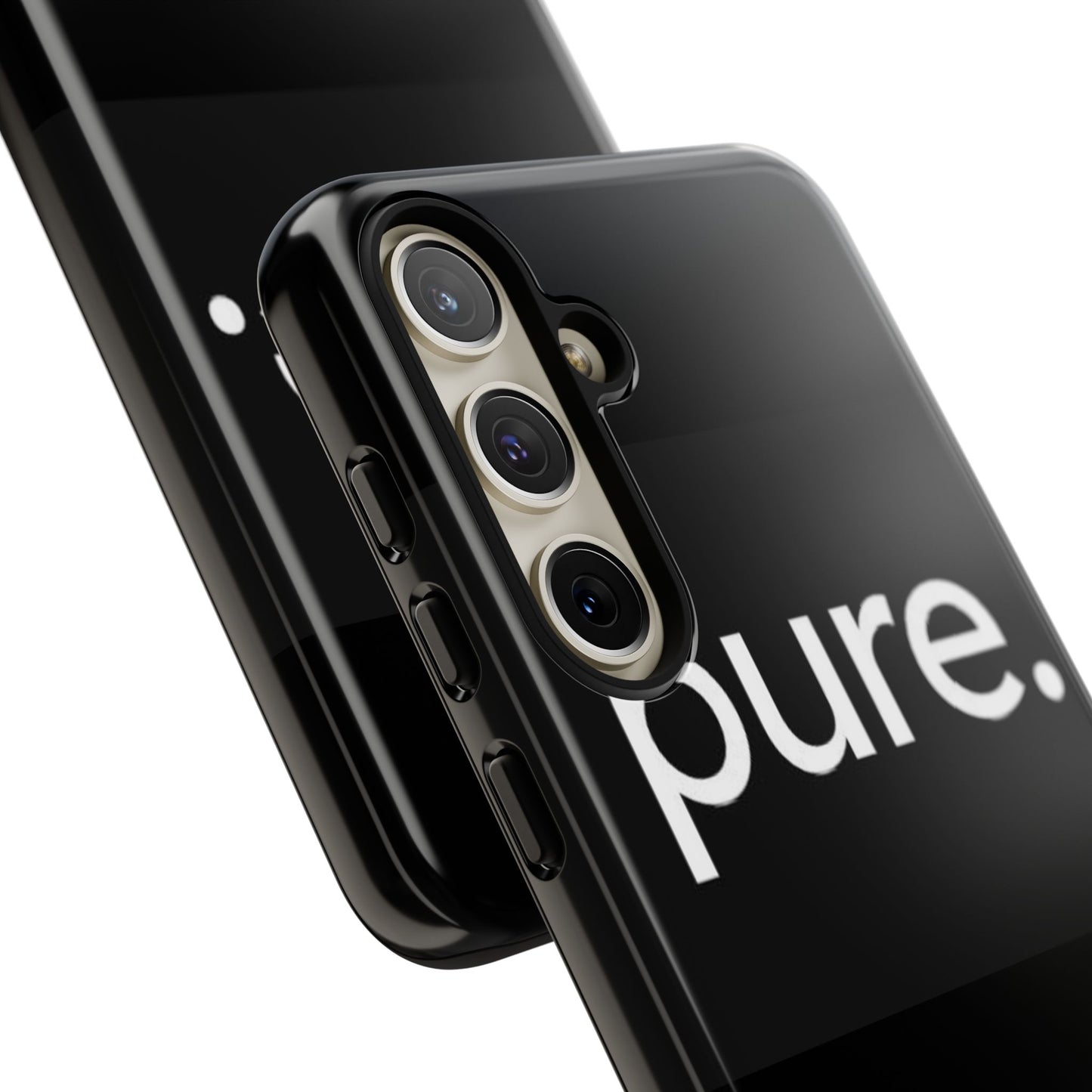 Branded Phone Case - Pure Design, Black Phone Cover, Stylish Merchandise