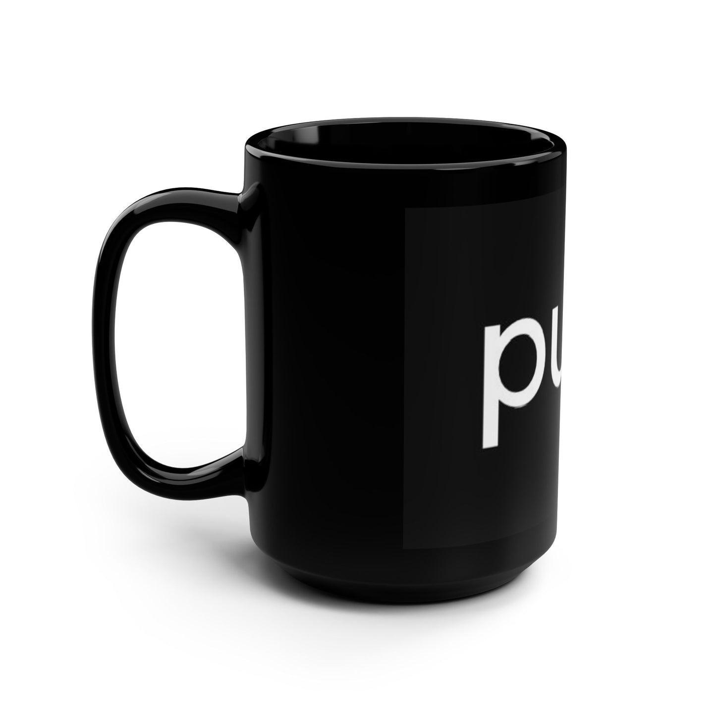 Elegant 'pure.' Black Mug - 15oz Coffee/Tea Cup for Minimalist Lovers - merchandise