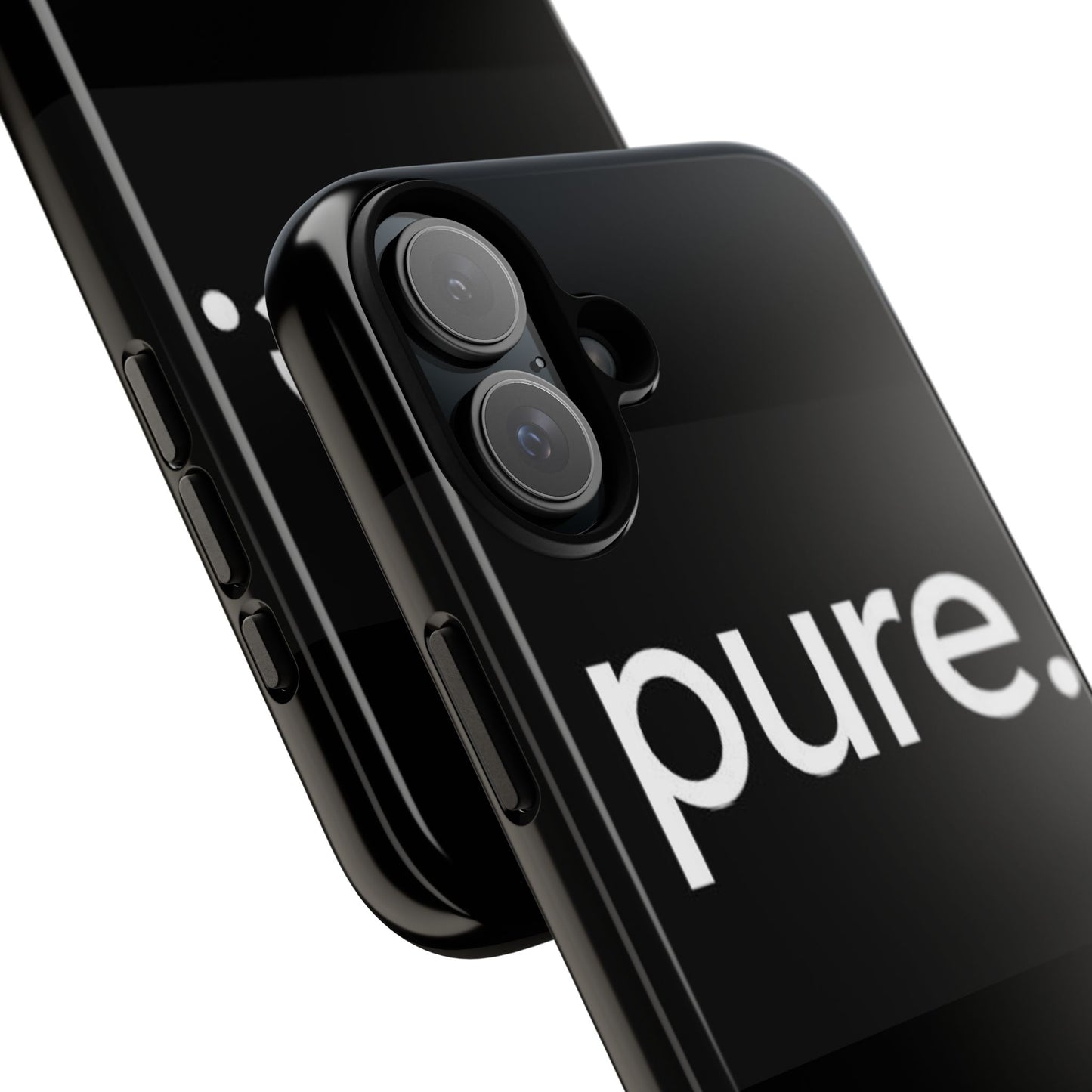 Branded Phone Case - Pure Design, Black Phone Cover, Stylish Merchandise