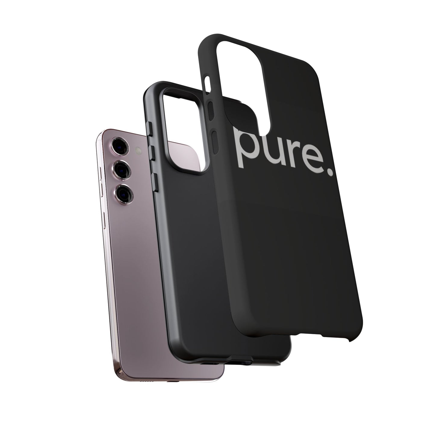Branded Phone Case - Pure Design, Black Phone Cover, Stylish Merchandise