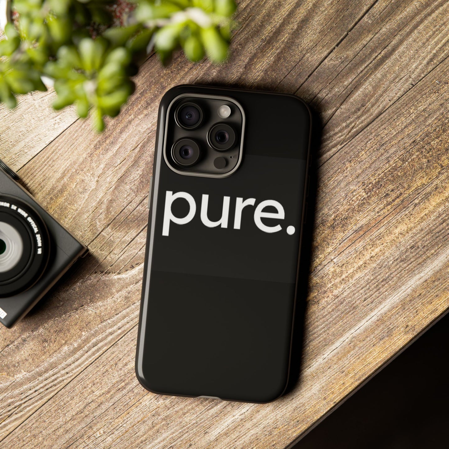Branded Phone Case - Pure Design, Black Phone Cover, Stylish Merchandise
