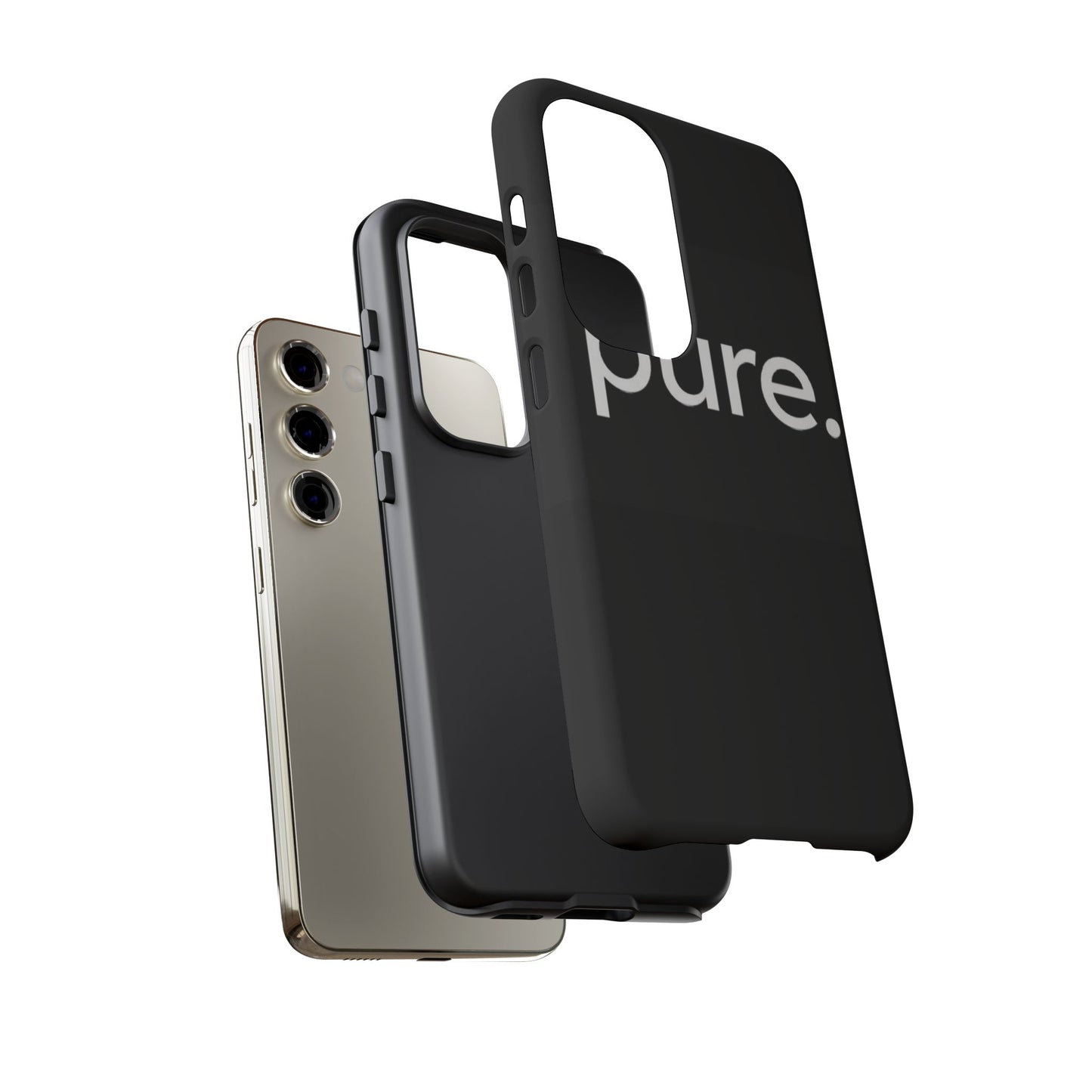 Branded Phone Case - Pure Design, Black Phone Cover, Stylish Merchandise