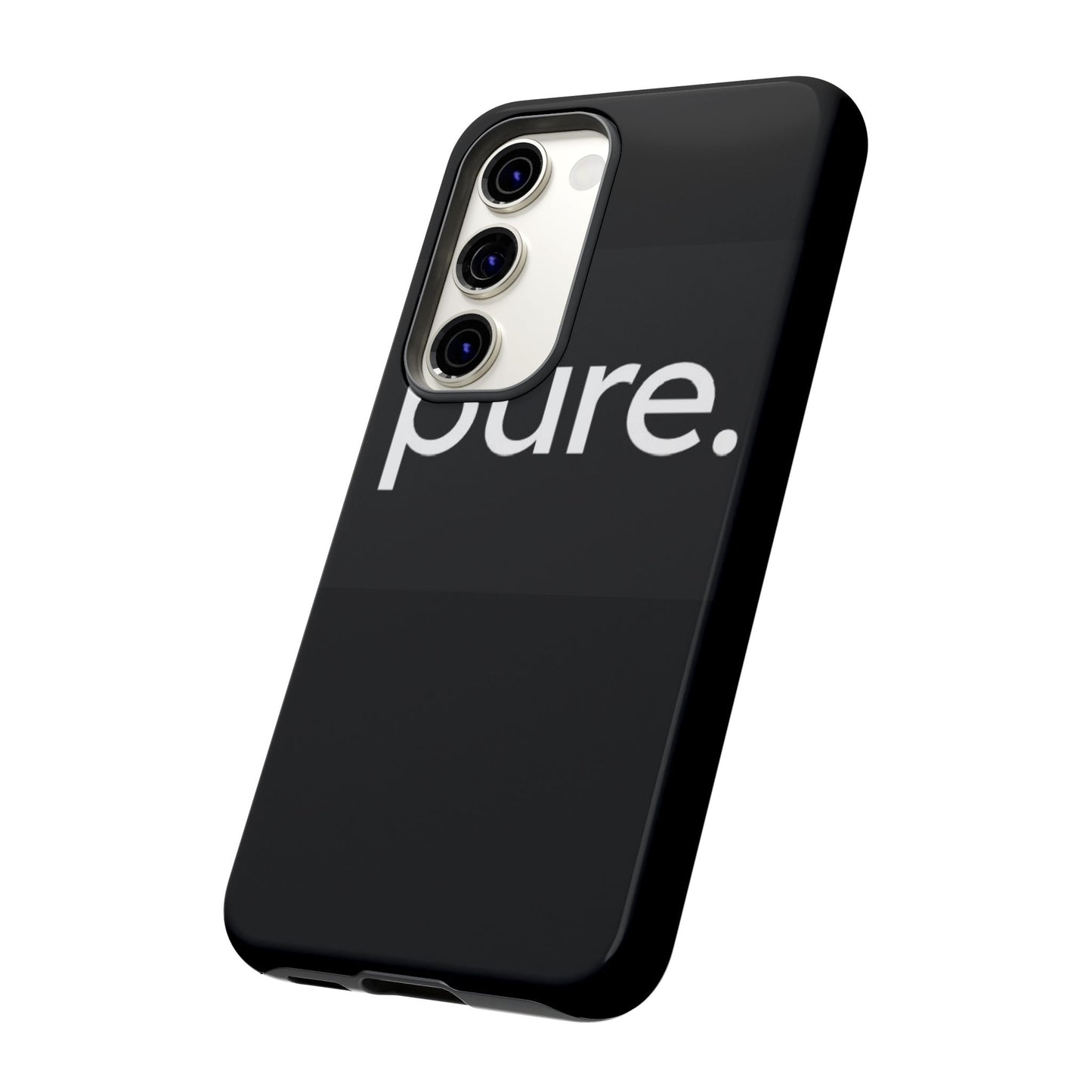 Branded Phone Case - Pure Design, Black Phone Cover, Stylish Merchandise