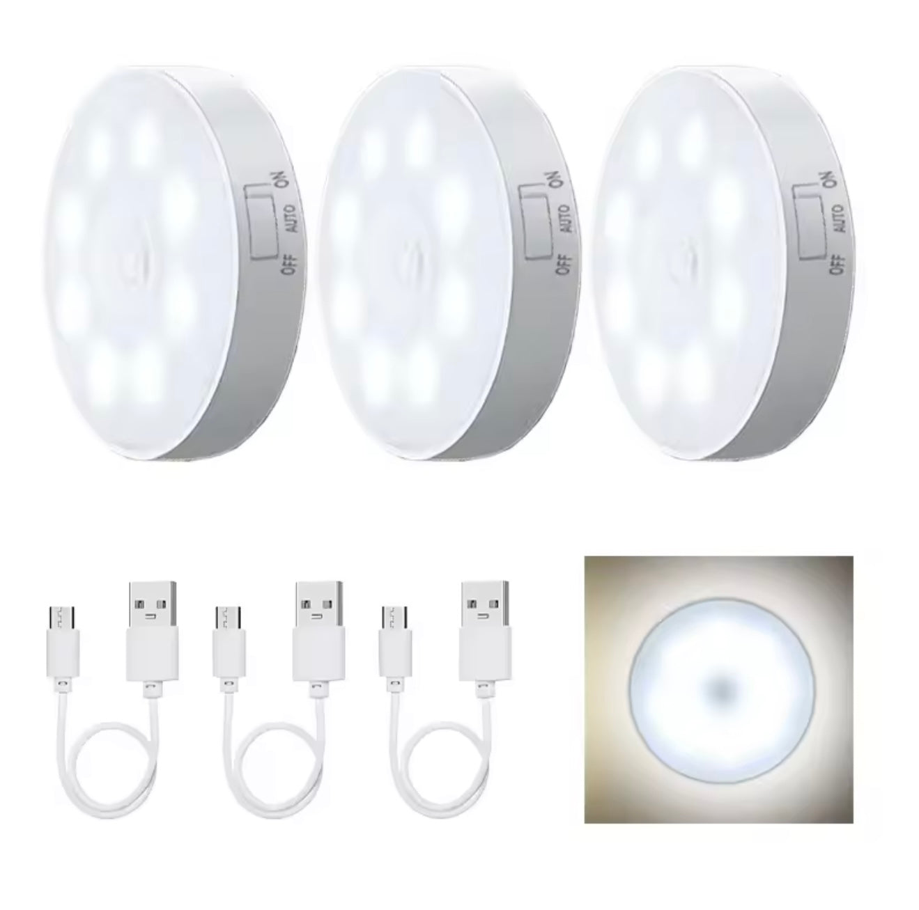 Motion Sensor LED Night Light USB Rechargeable Night Lamp For Kitchen Cabinet Wardrobe Lamp Staircase Wireless