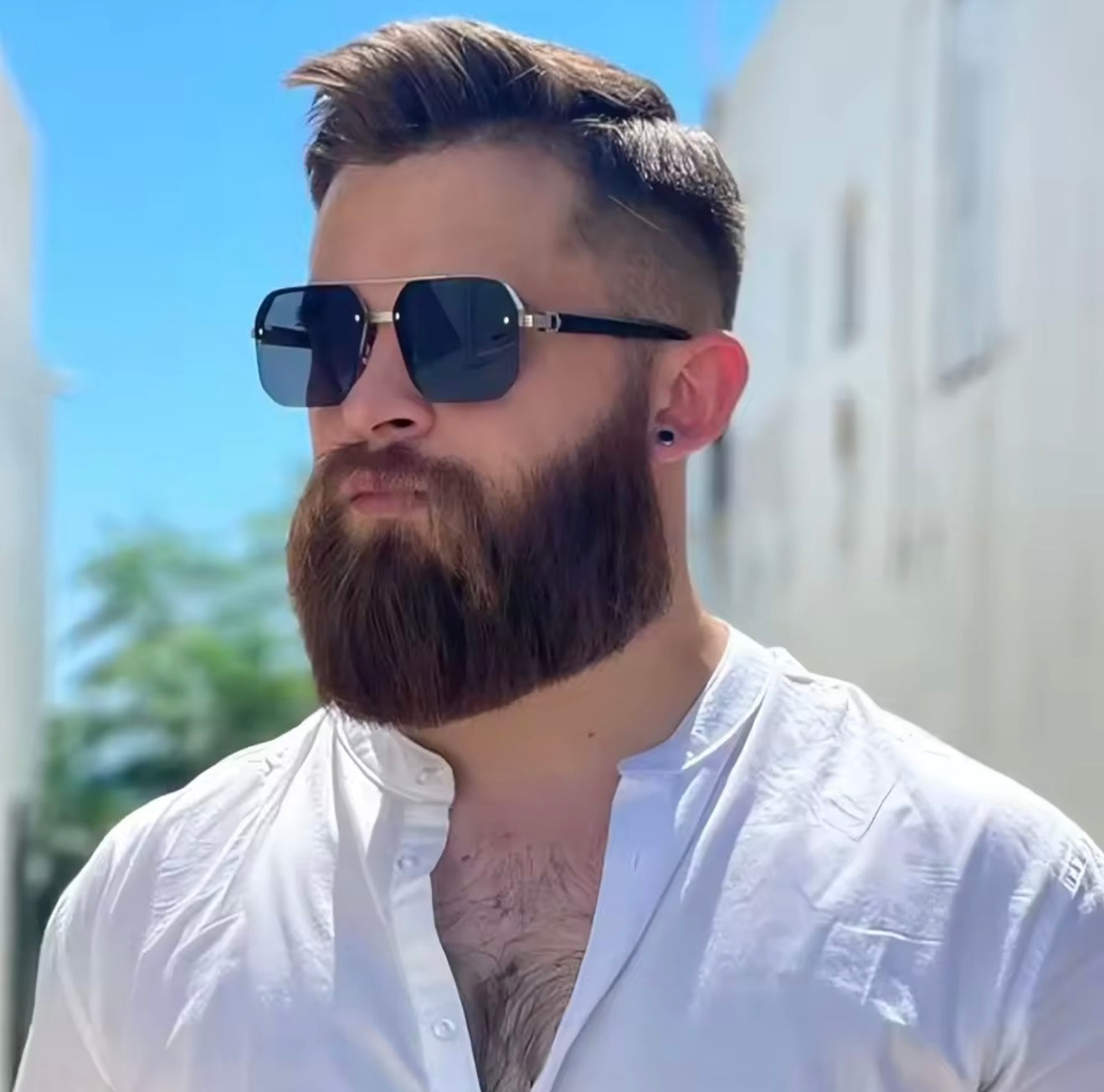 Latest Trend Men's Retro Metal Sunglasses Square Half Frame