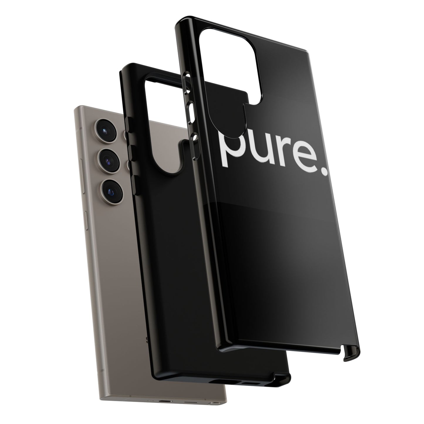 Branded Phone Case - Pure Design, Black Phone Cover, Stylish Merchandise