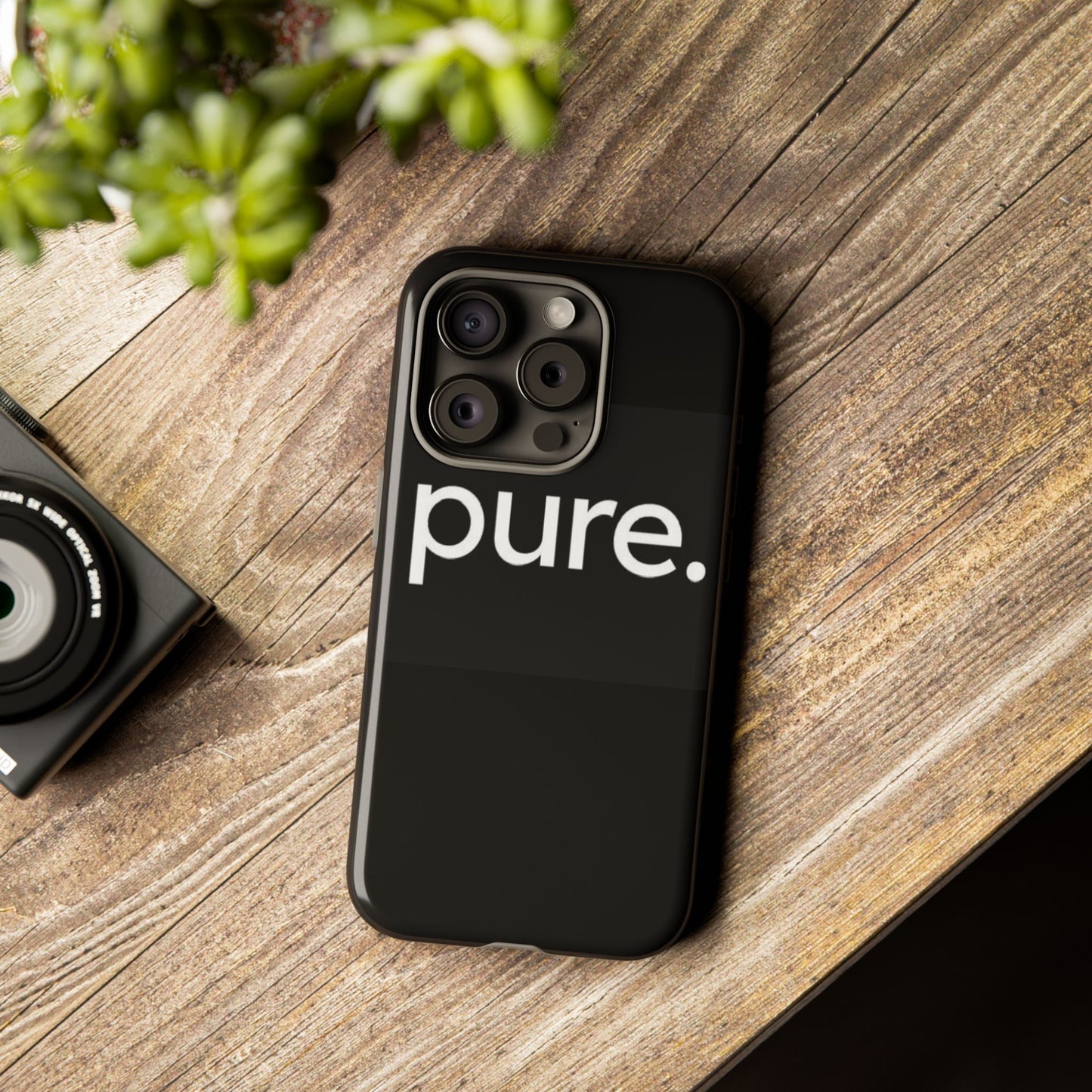 Branded Phone Case - Pure Design, Black Phone Cover, Stylish Merchandise